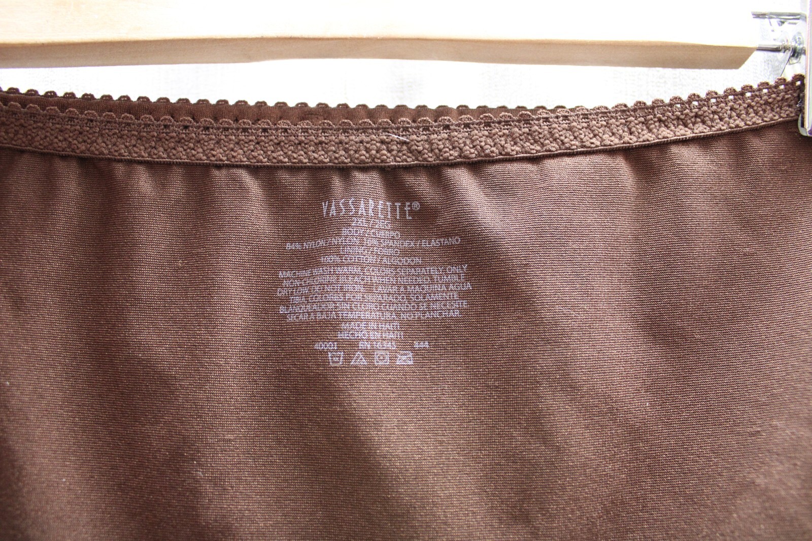 Vint. Sissy Nylo/Spand Brown Glow Brief High Waist Tummy Control Silky Panties 8