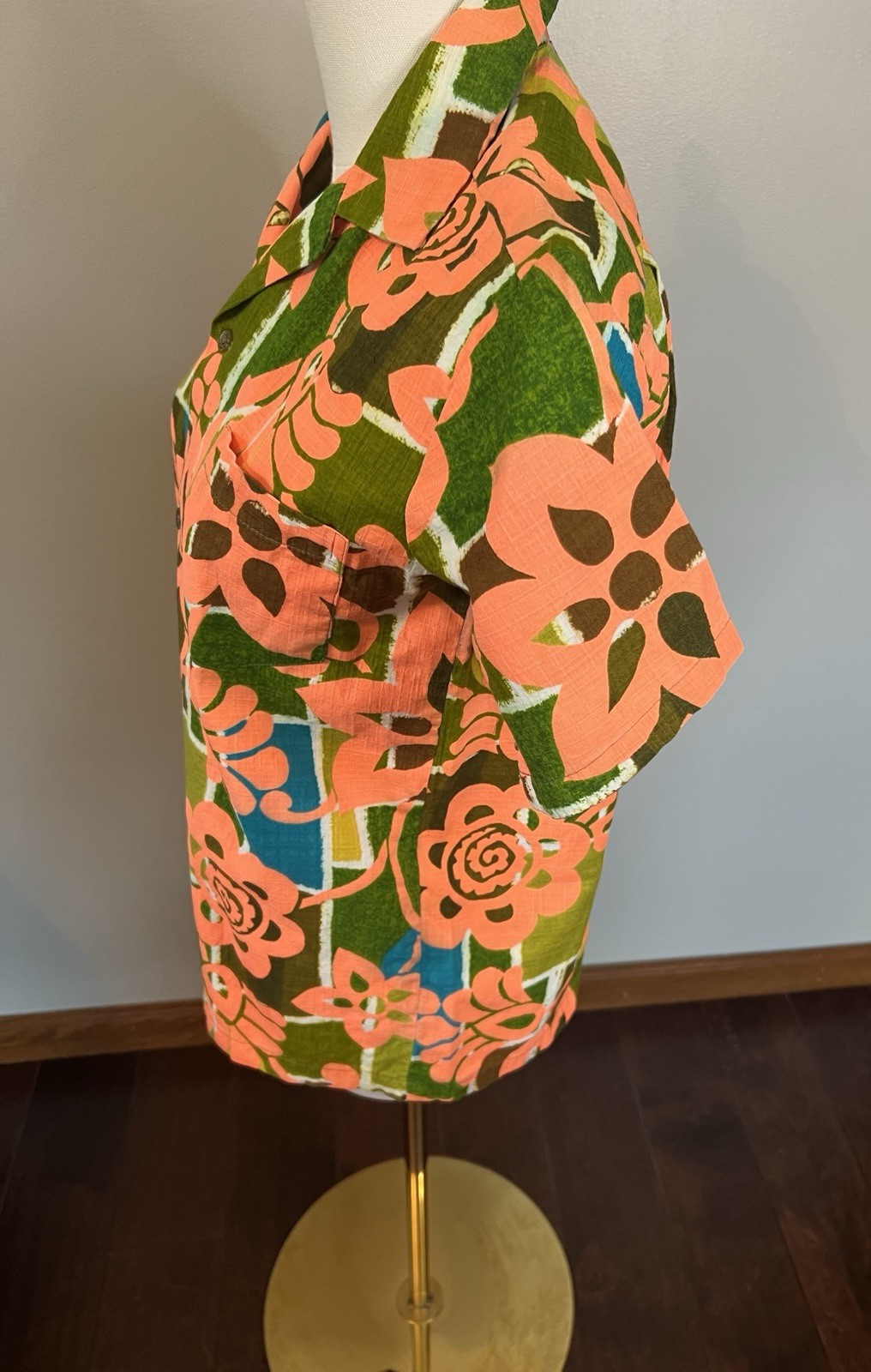 Vintage Ululani Hawaii Floral Hawaiian Aloha Shirt Womens Tiki See Measurements