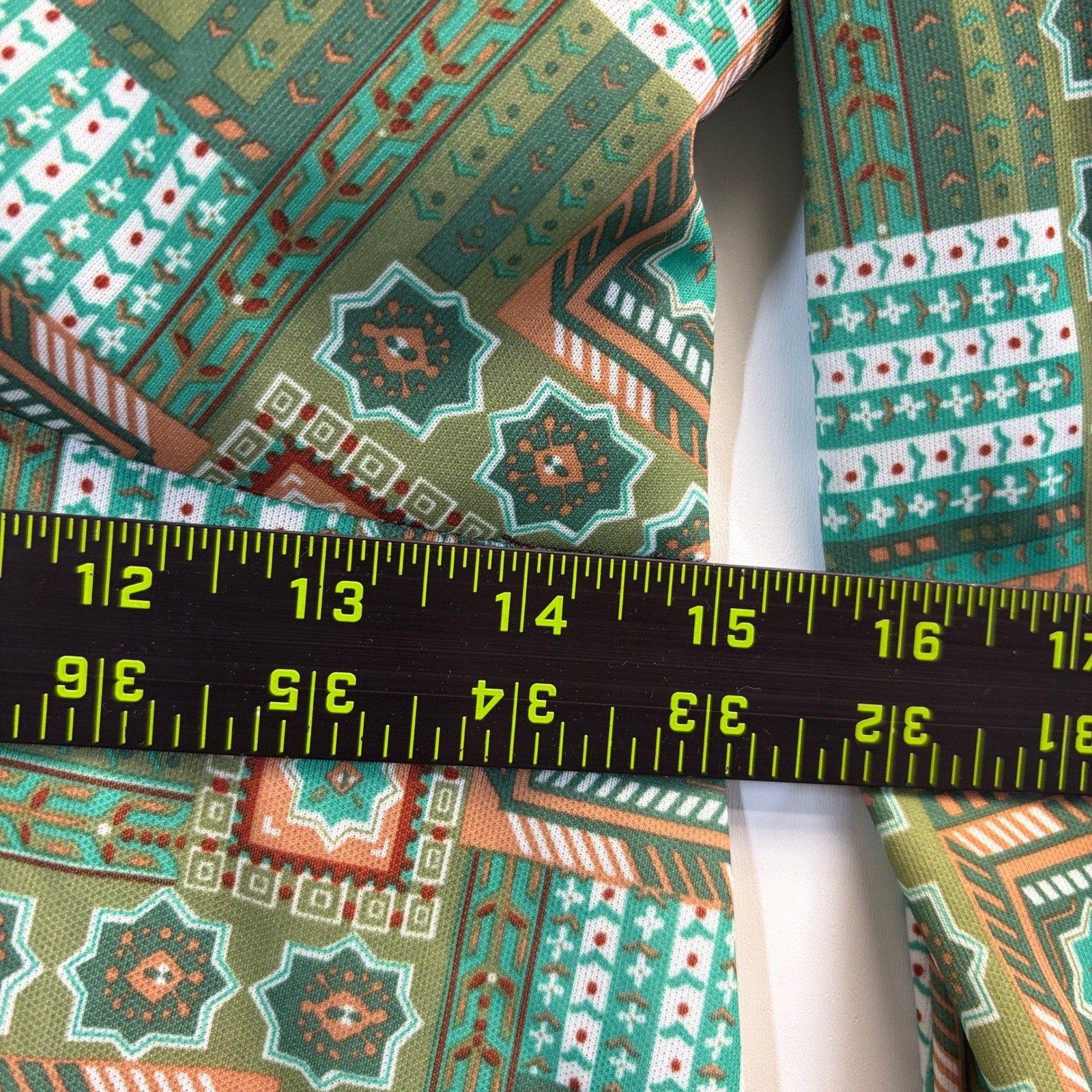 Retro Handmade Mosaic Midi Dress Womens M Green Psychedelic Mod Twee 70s Vibes