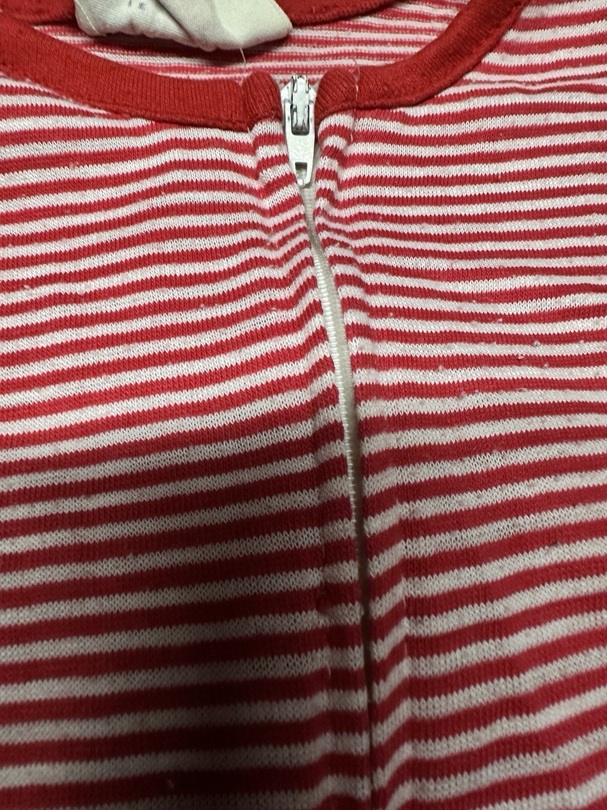 Vintage 1970s Red Stripped Gym Romper Devil High School One Piece Zip Front Dart