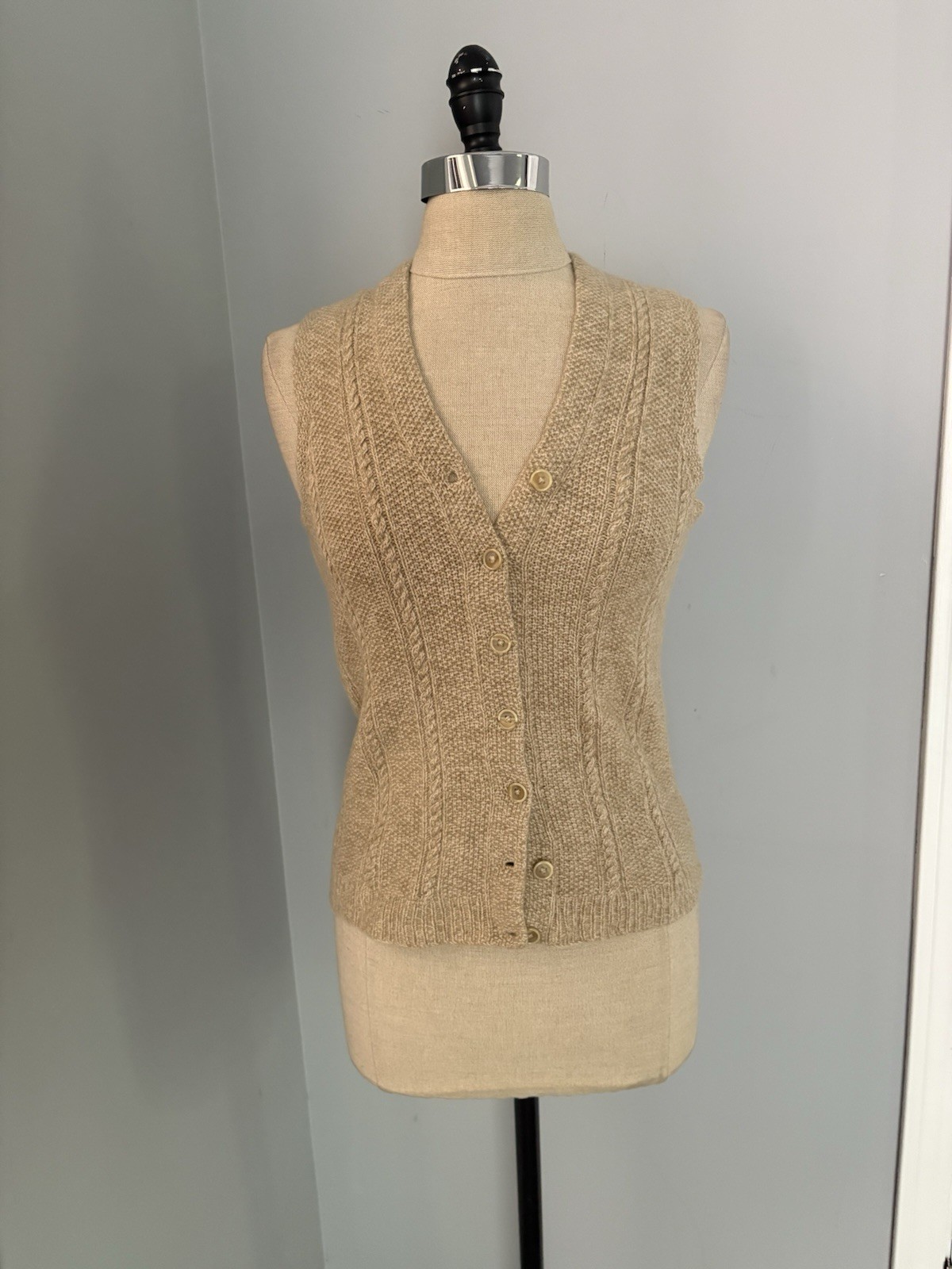 Vintage 1950s Honeycomb English Cashmere Sweater Vest Academia Tailored Classic