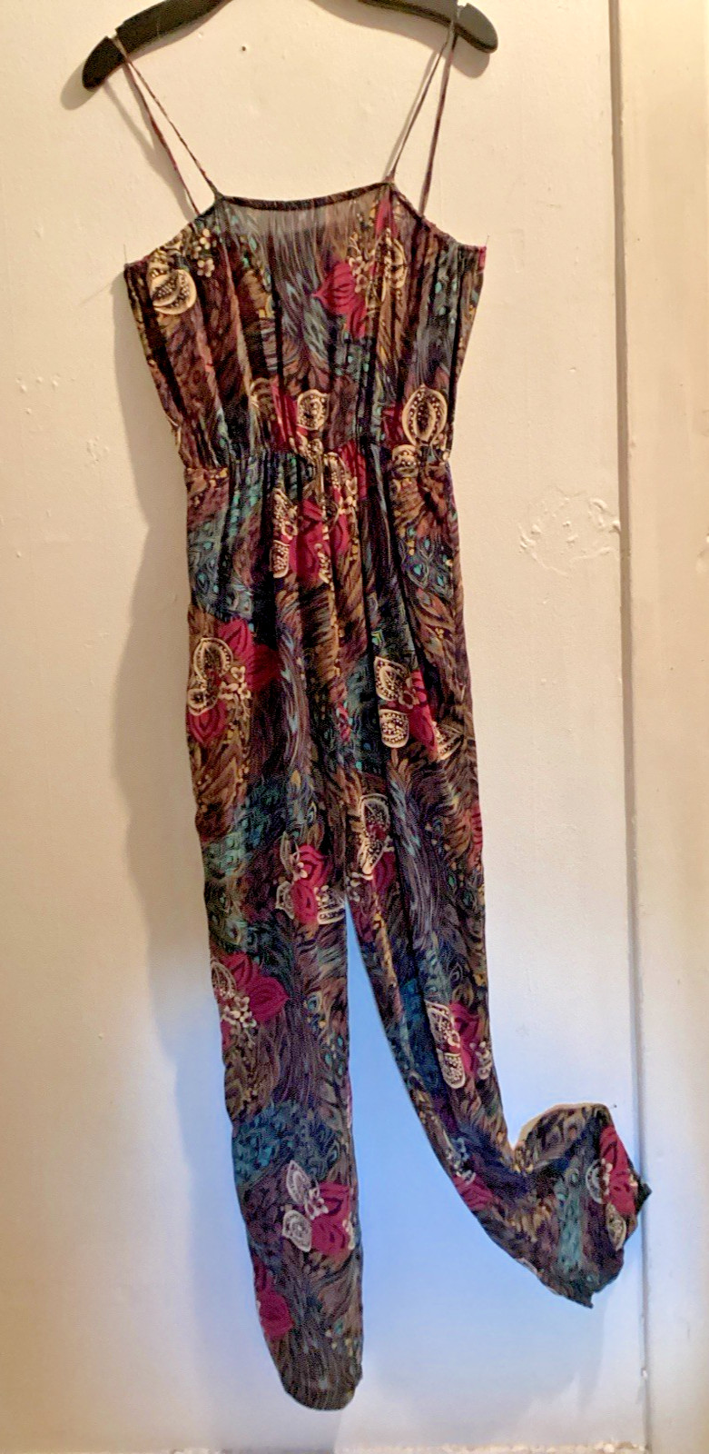 vintage 70’s floral silk crepe disco jumpsuit w/ blouse sz M