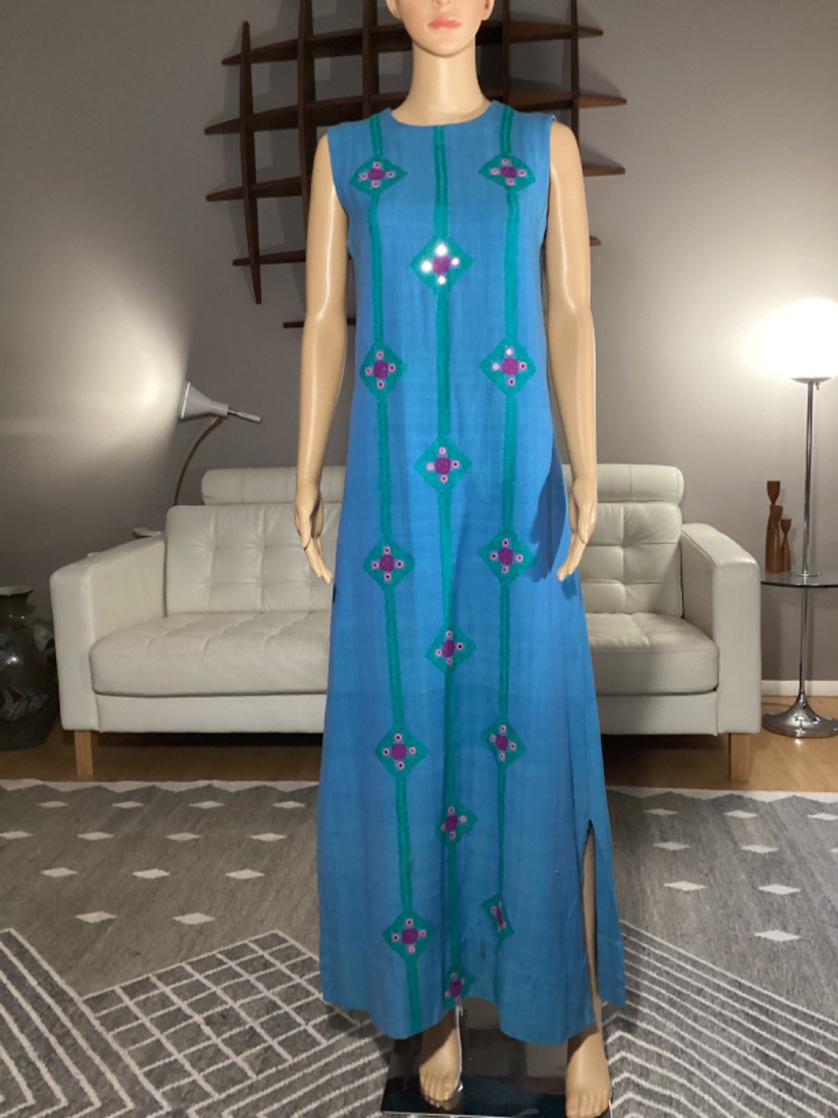 Vintage 60’s 70’s Pakistani Cotton Embroidered Maxi India Dress Hippie Boho