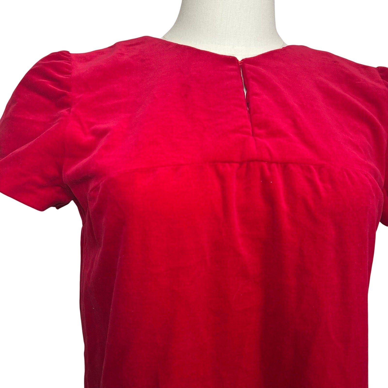 VTG 60s Red Velvet Mini Dress S Keyhole Bespoke Babydoll Glam Twee Retro Mad Men