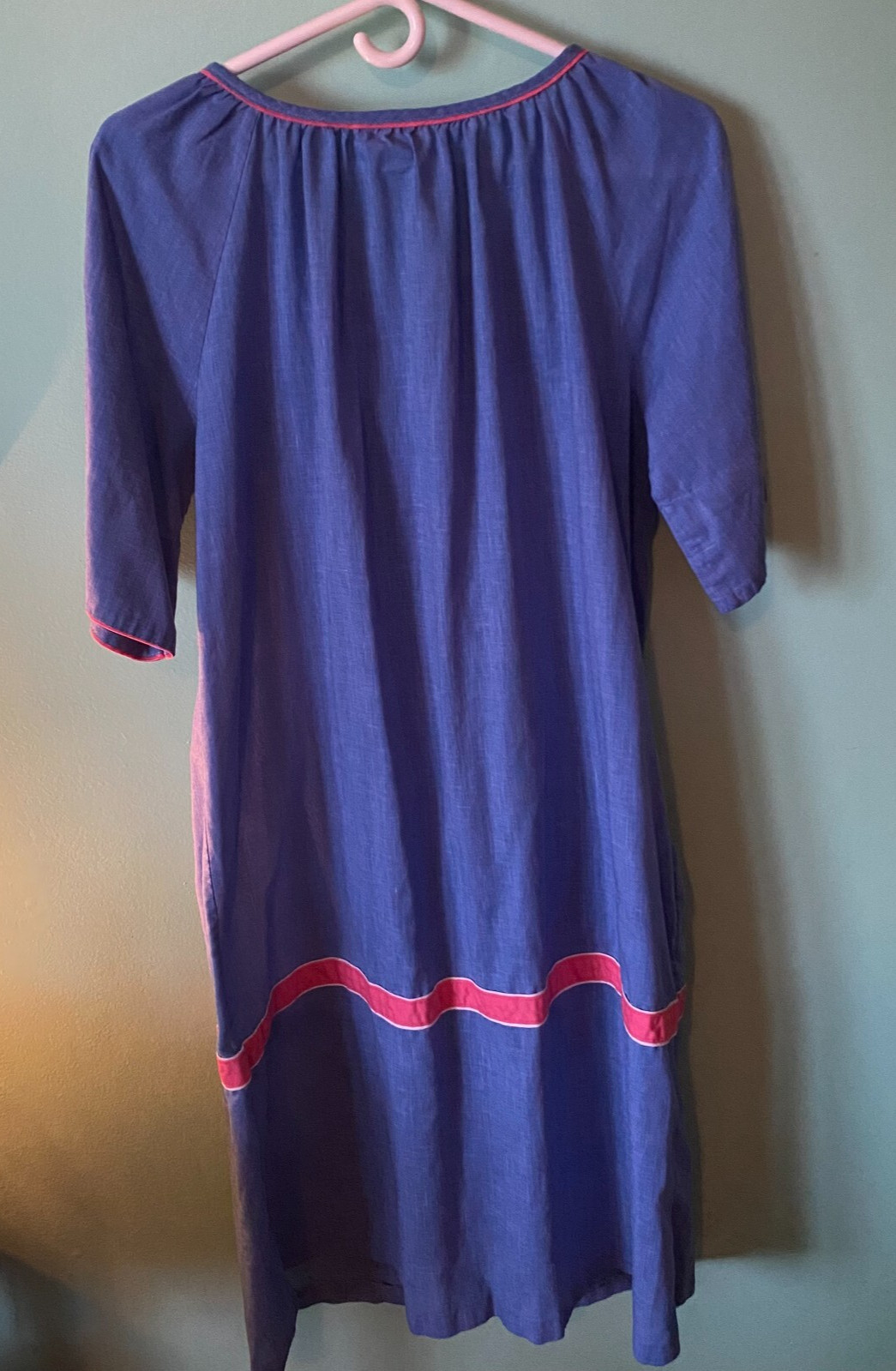 Vintage Smart Time Small Duster Robe House Dress Blue Snap Up Flower Union Made
