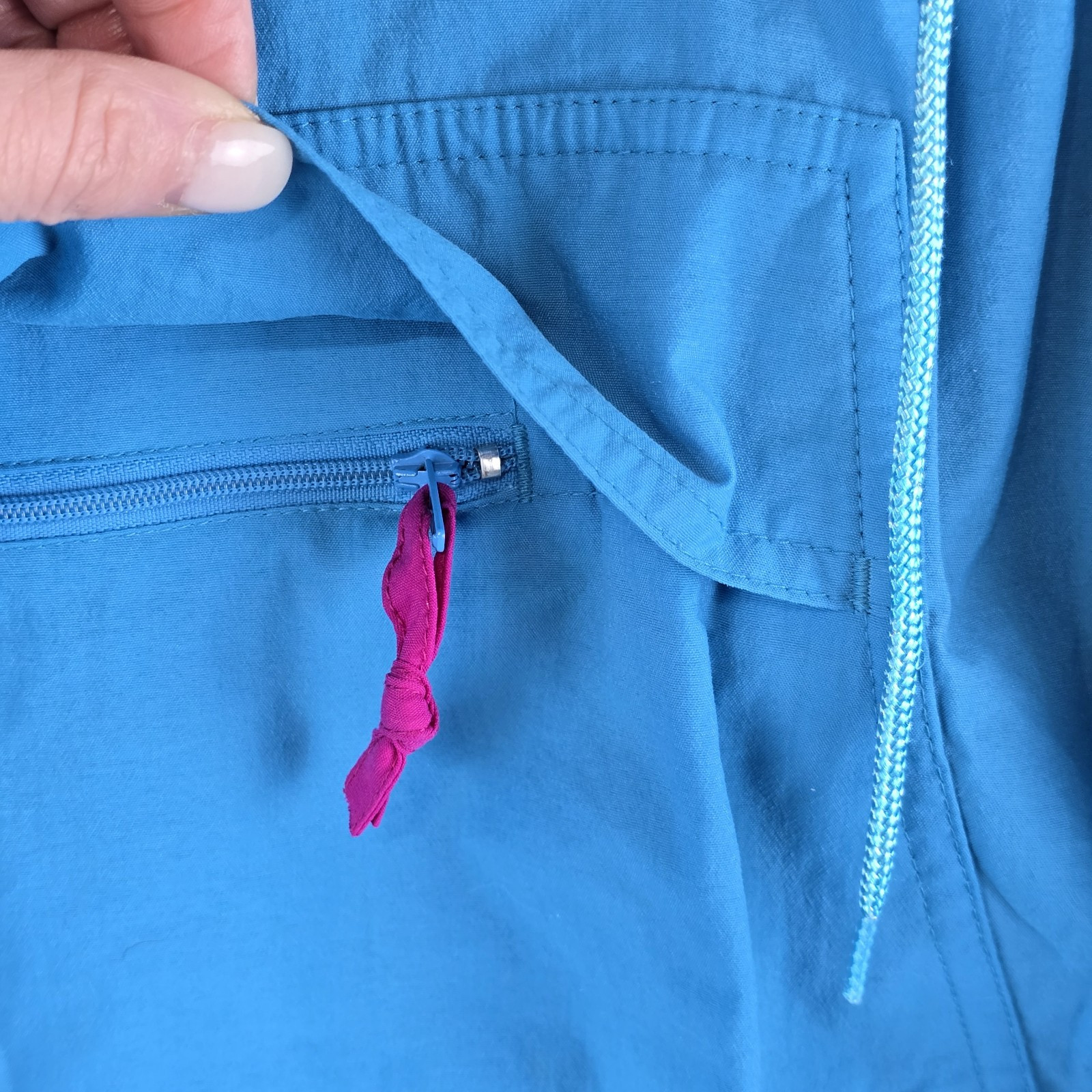 Eddie Bauer Windbreaker 1/4 Zip Pullover Jacket Sz L Y2K Nylon Teal Pink Retro