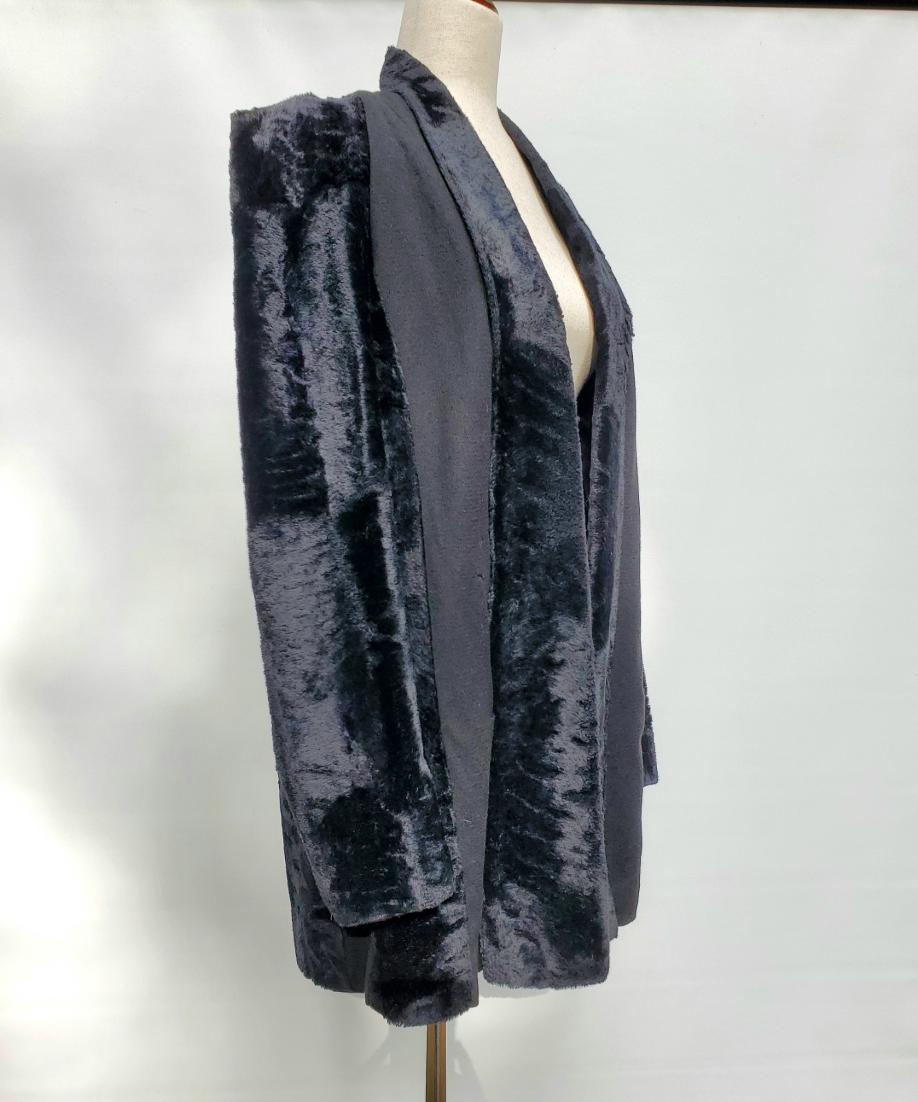 Vintage 1940s Wool Blazer Swing Coat Faux Fur Striped Bauhaus Pinup