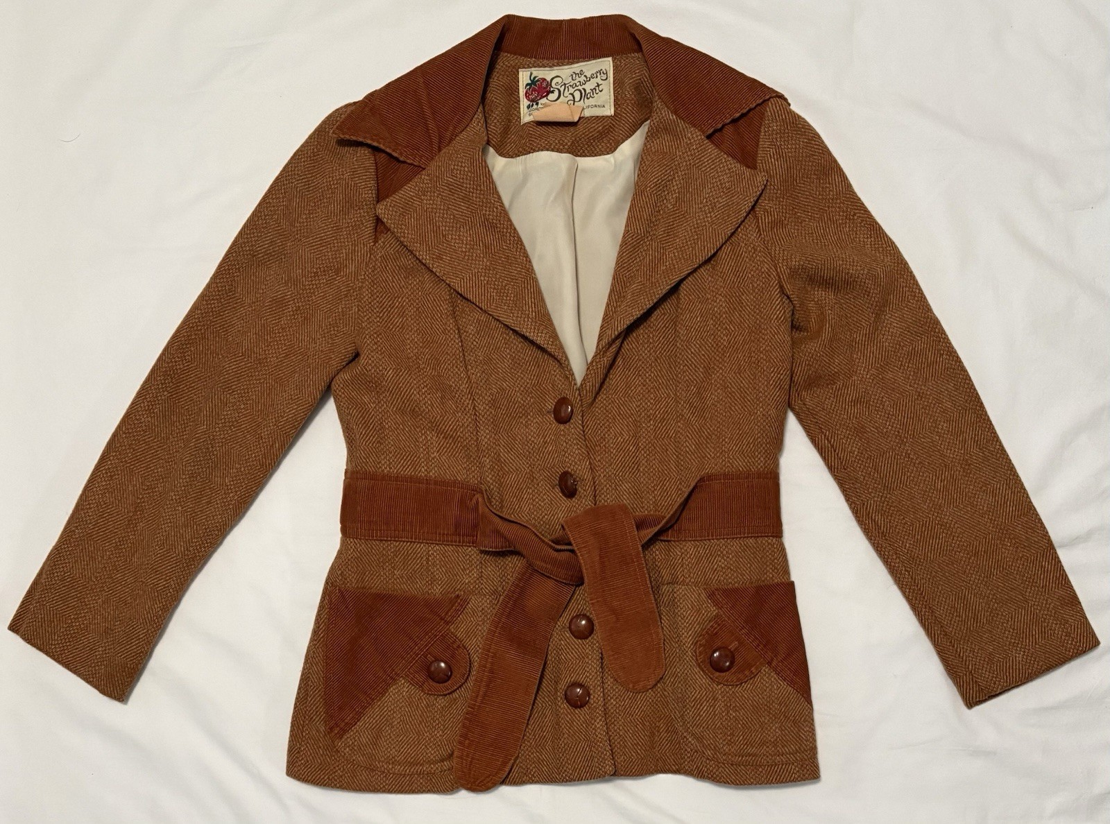 VTG ’70s The Strawberry Plant Dorothy Schoelen 11-12 Jacket Corduroy Wool Tweed