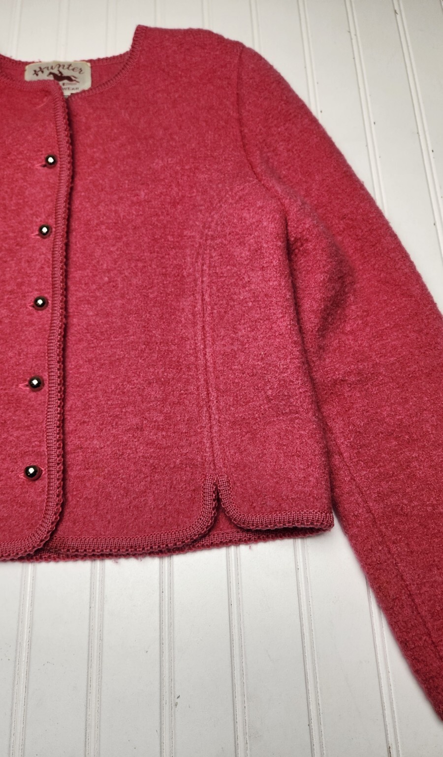 Vintage Pink Barbiecore Jacket Virgin Wool Cropped Blazer Hunter Sportswear
