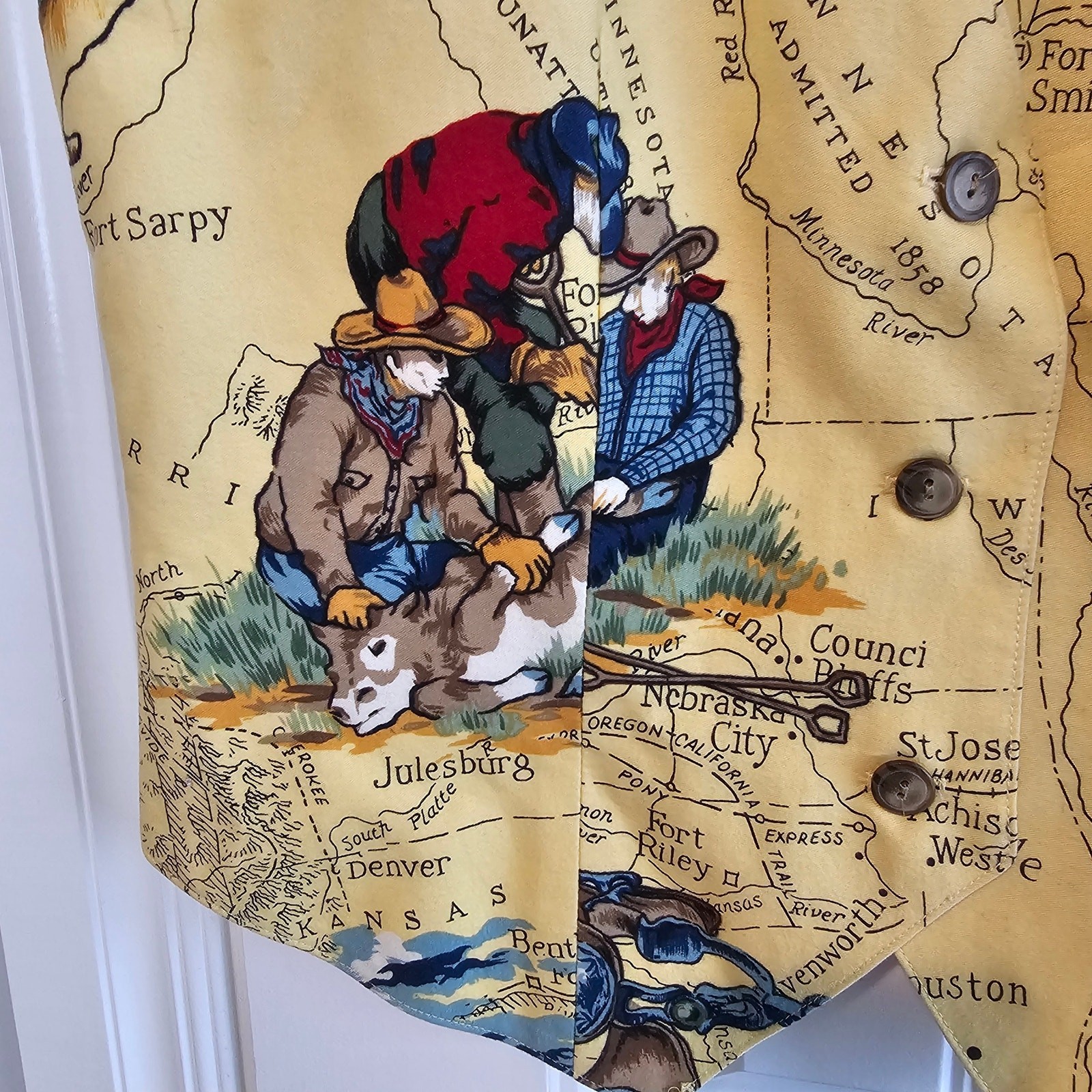 Vintage Sharon Young Vest Womens Sm Yellow Western Cowboy Country Ponderosa 90s
