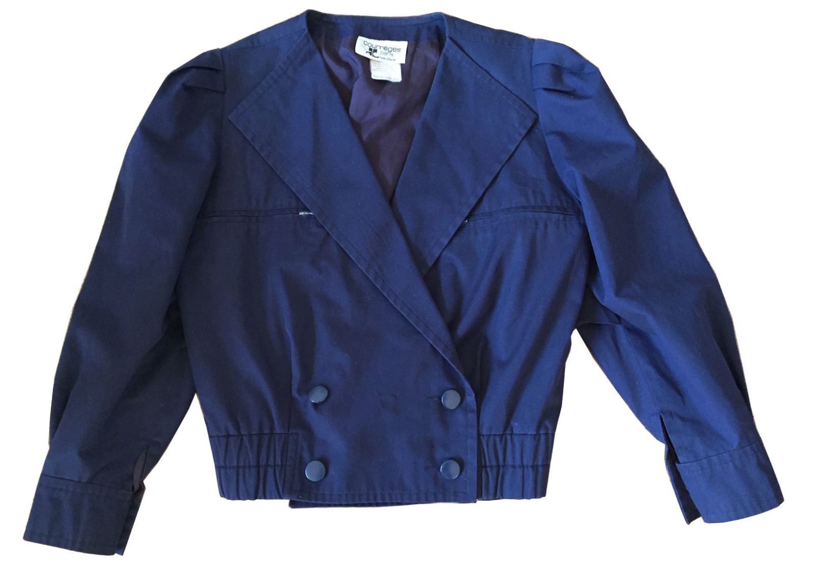 COURREGES Skirt Jacket Suit 2-Piece Size S/6 Navy Cotton Blend Vintage