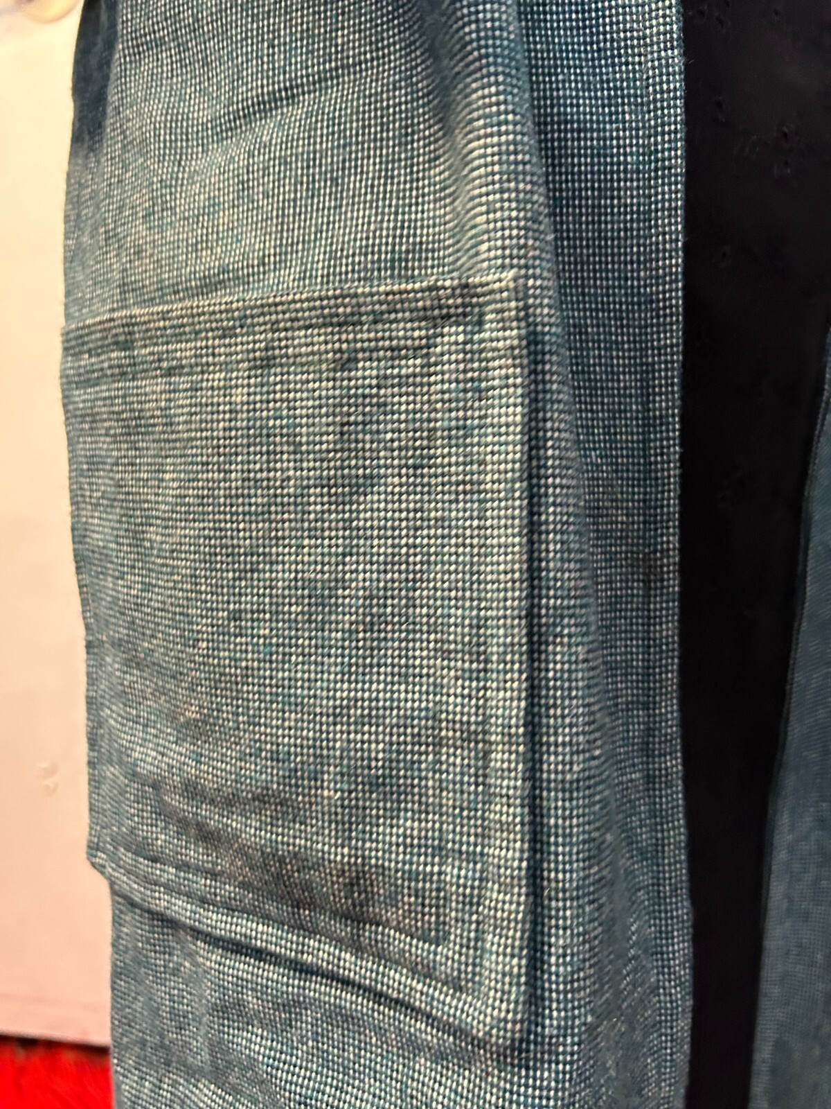 Vintage 1980s Blue Green Womens Woven Duster Coat Textured Cotton AU 6-8
