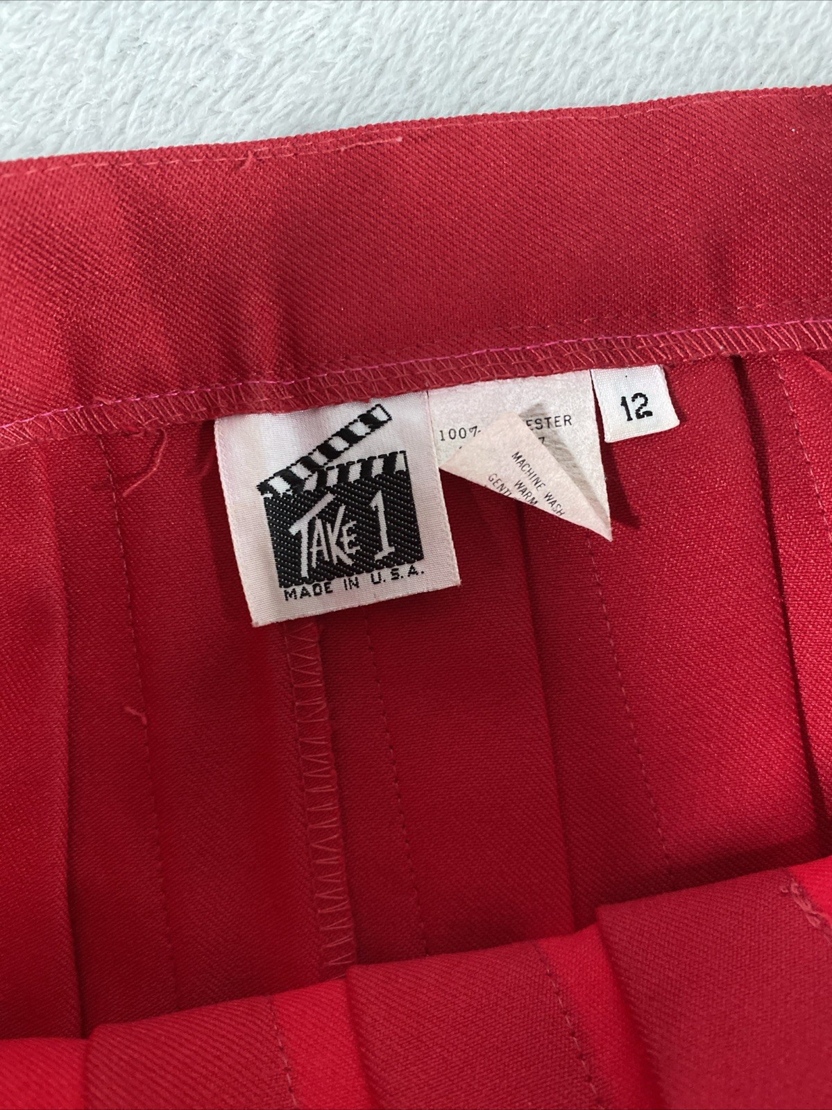 Vintage Take 1 Pleated A-Line Midi Skirt Women’s 12 Red School Office