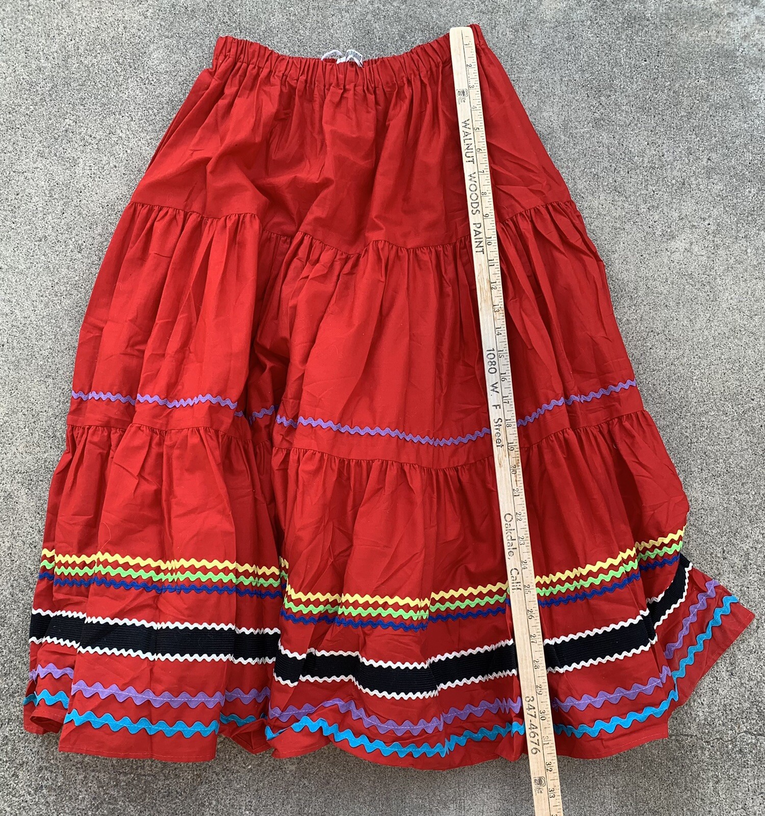 vintage peasant skirt red multicolor ric rac i magnin Sottana by David Lobman 4