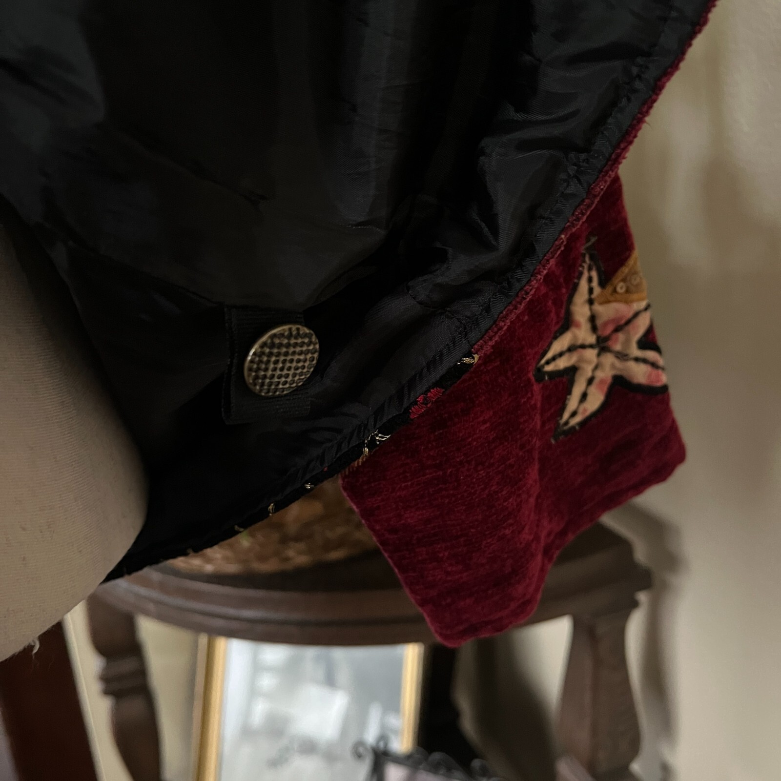 Alex Kim Vintage Burgundy Embroidered Patchwork Jacket sz Petite M