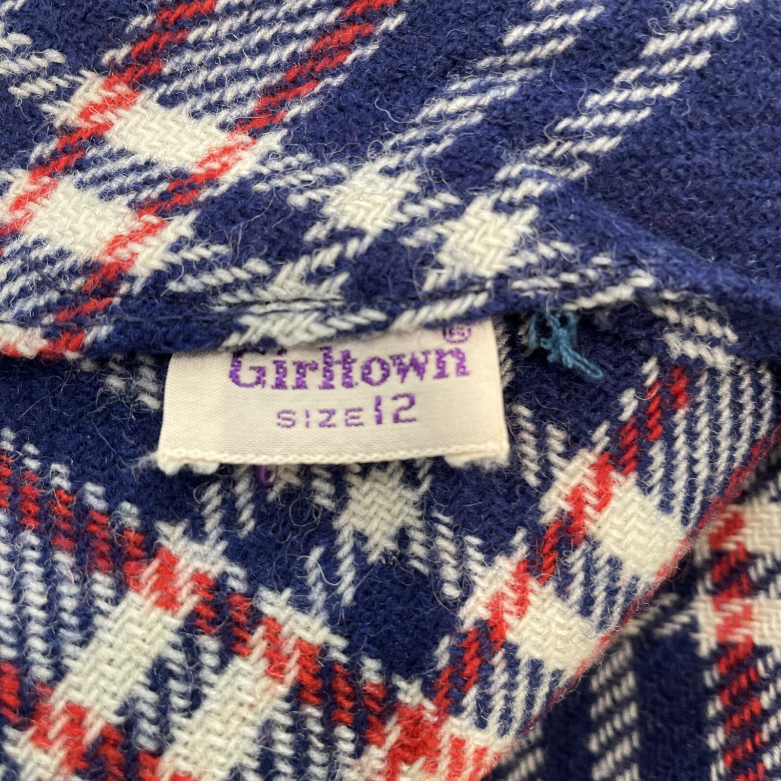 Vintage 60 s 70 s Girltown Blue Plaid Jumper Pleated Dress Decorative Pin Grunge
