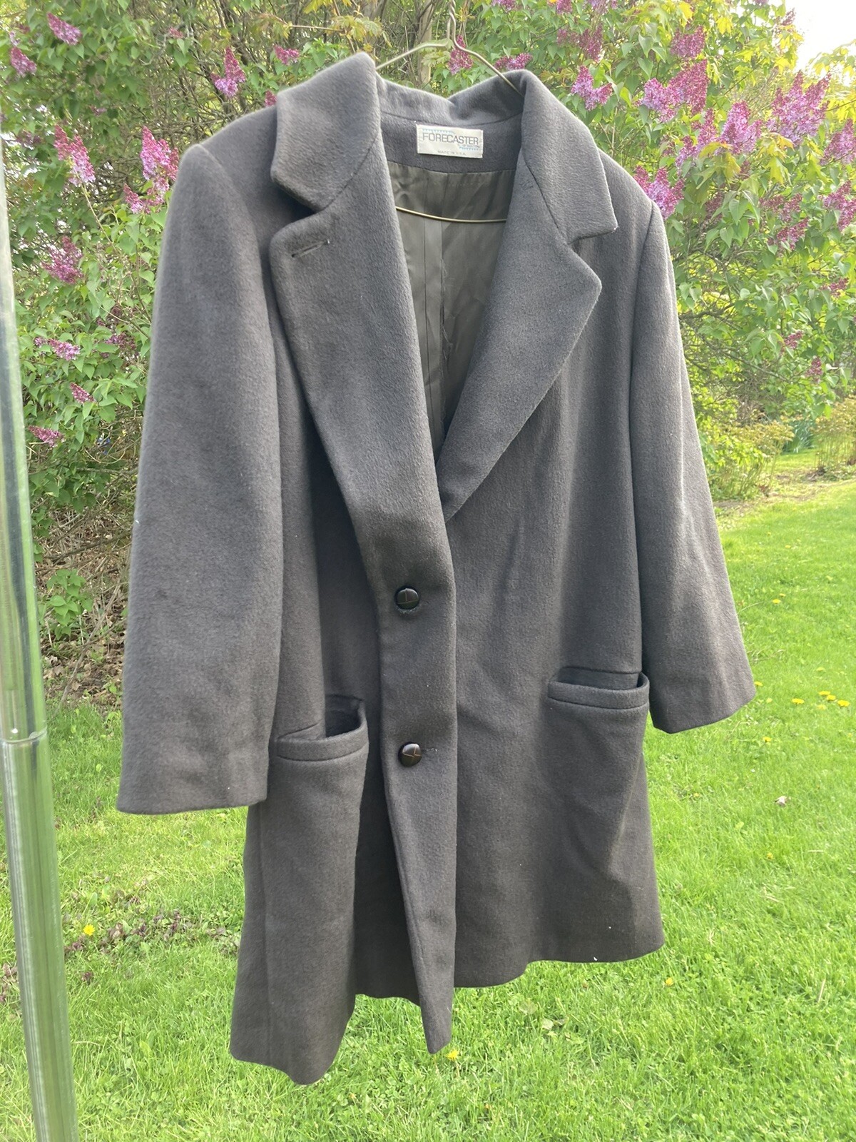 VTG Forecaster Boston Wool Dark Gray Winter Knee Dress Duffle Pea Coat Womens 12