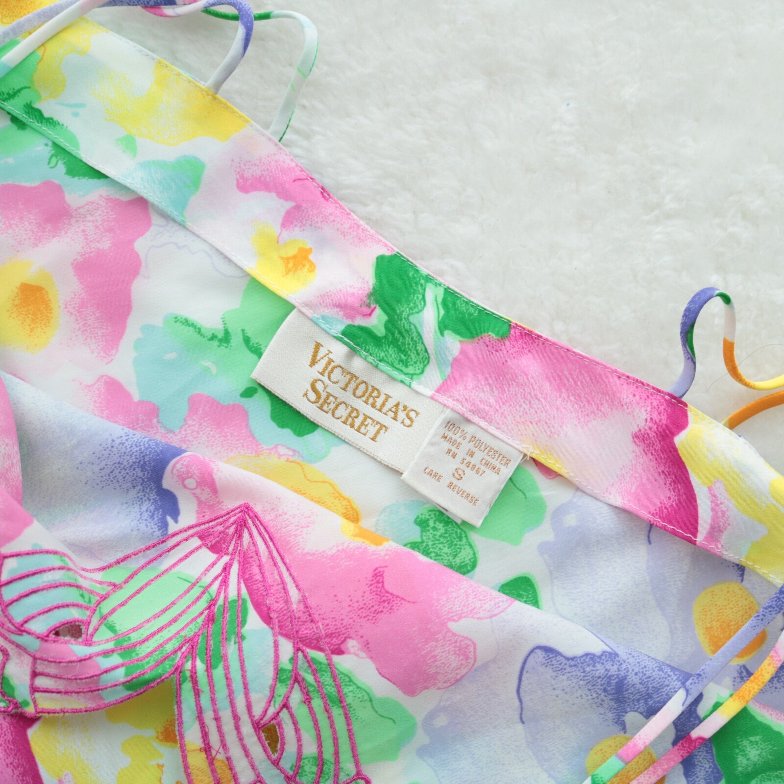 90s Victorias Secret Gold Label Floral Multicolor Double Strap Cami Top Size S/M