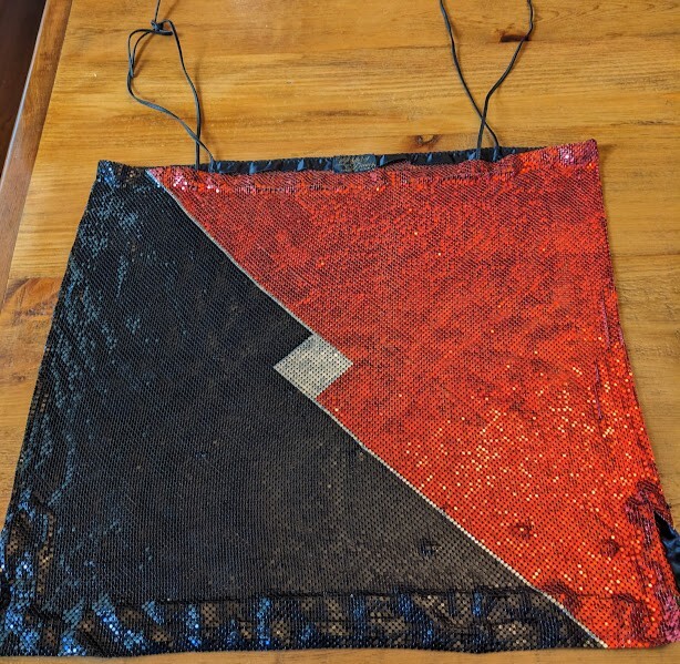 Striking Red Black and Silver Whiting & Davis Metallic Mesh Halter Top
