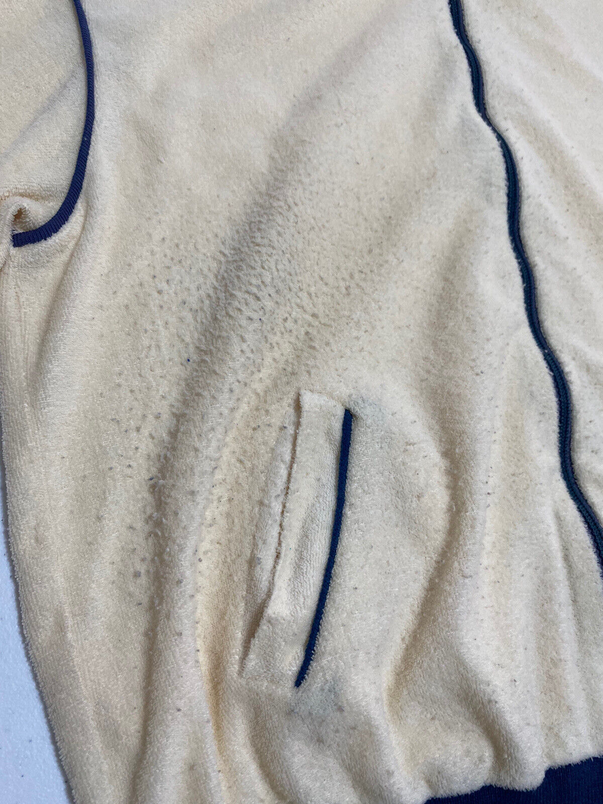 Vintage Terry Cloth Zip Up Sweater Cream Size Small 20 X 24 Talon Zip F2?