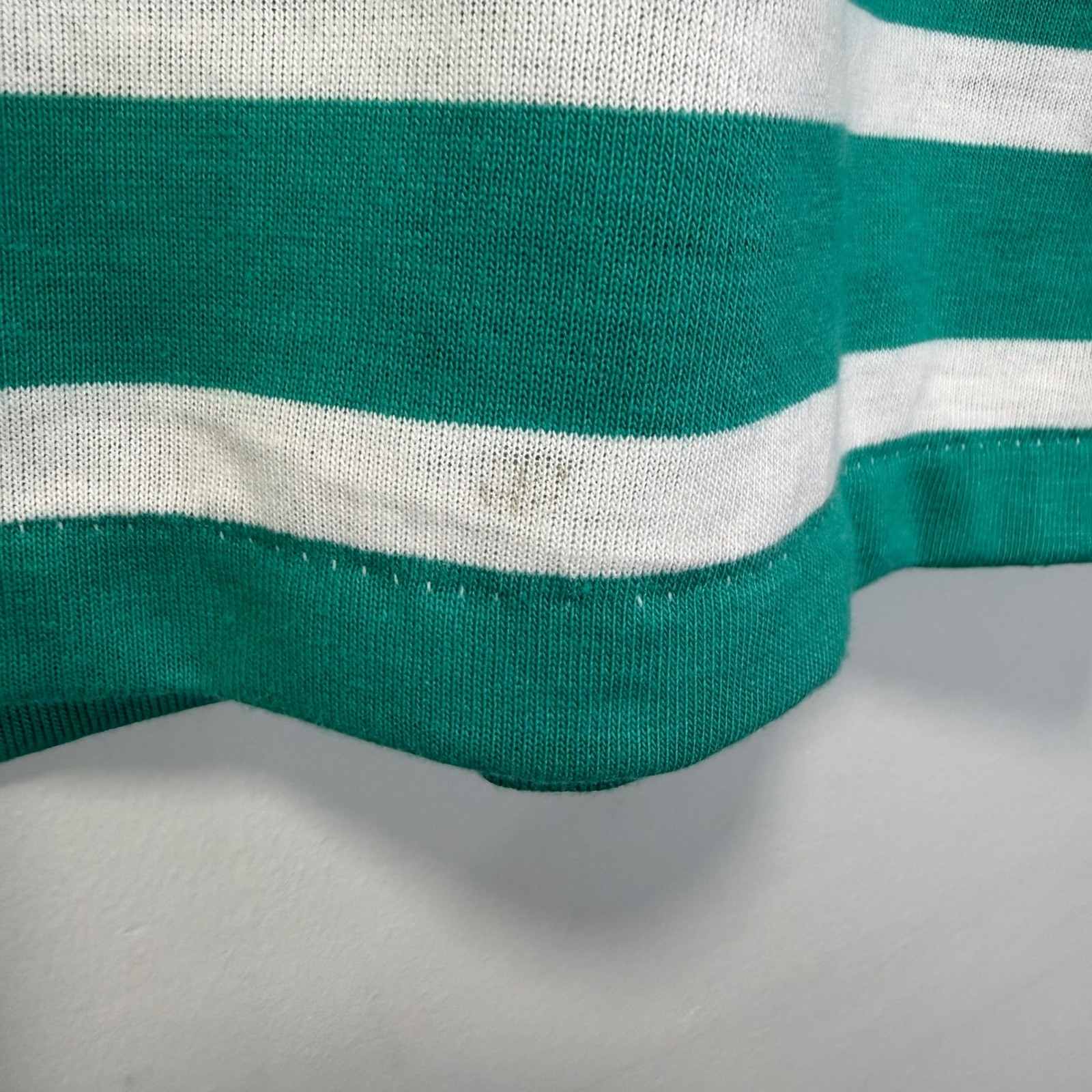 Vintage Bobbie Brooks Green White Striped T-Shirt 90s Made in USA Medium