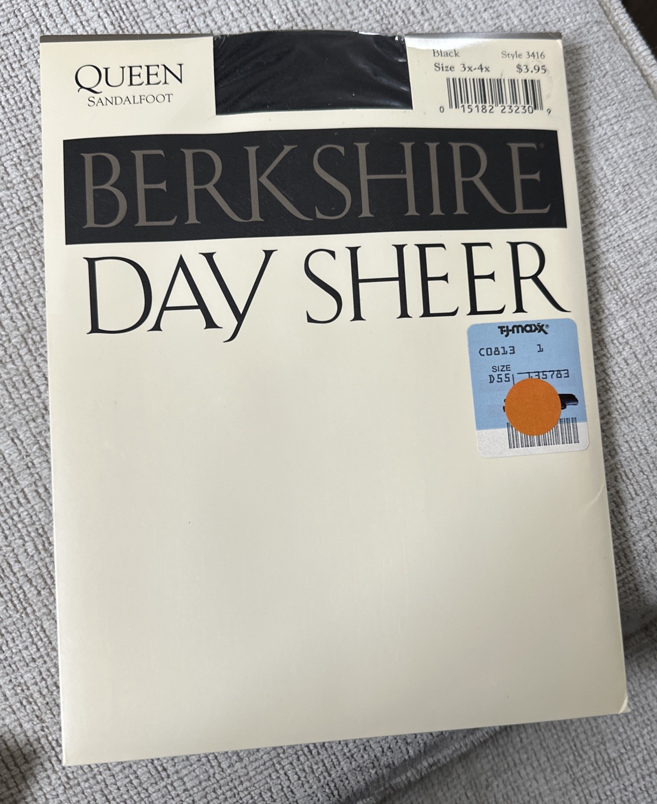 Vintage Berkshire Day Sheer Womens Panty Hose Sz 3X-4X Black Queen Sandalfoot