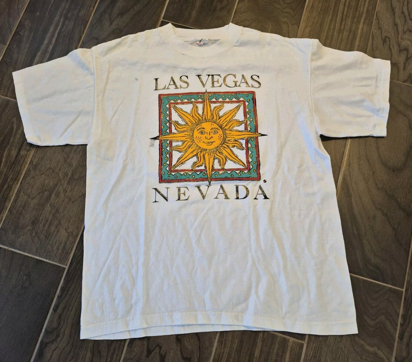 Vintage Las Vegas Nevada Men’s White Travel TShirt Size Xlarge Sun