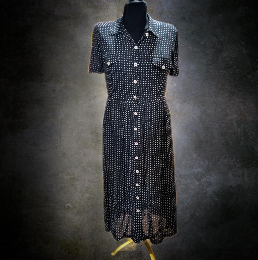Authentic 1987 Vintage Nienhaus Munich W Germany Dark Starburst Midi Dress RARE