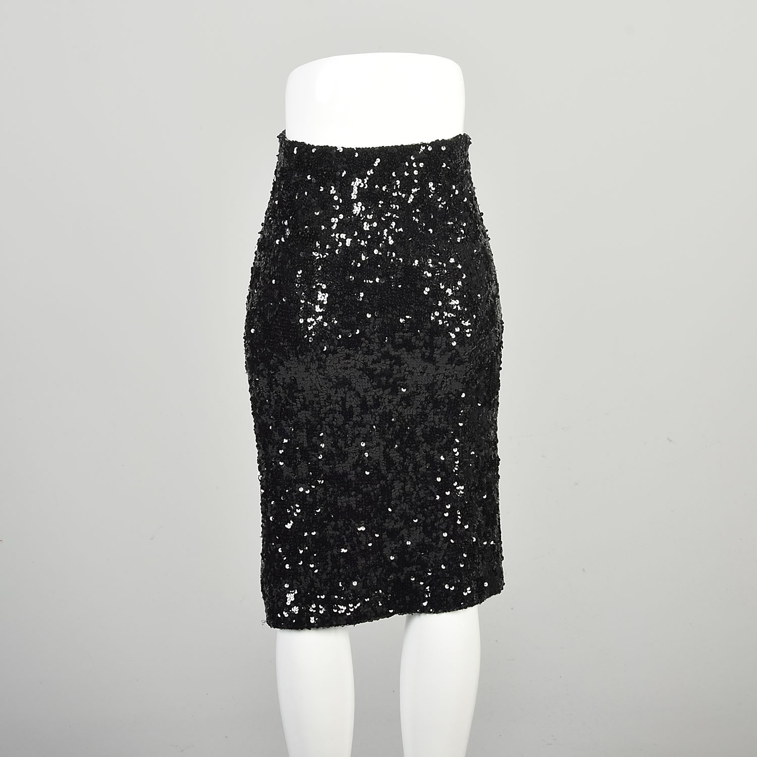 S-M 2000s Donna Karan Skirt Black Knit Wool Bodycon Knee Length Formal Elegant