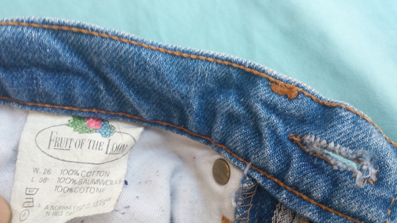 FRUIT OF THE LOOM JEANS SIZE W26 L36 100% COTTON 80s VINTAGE