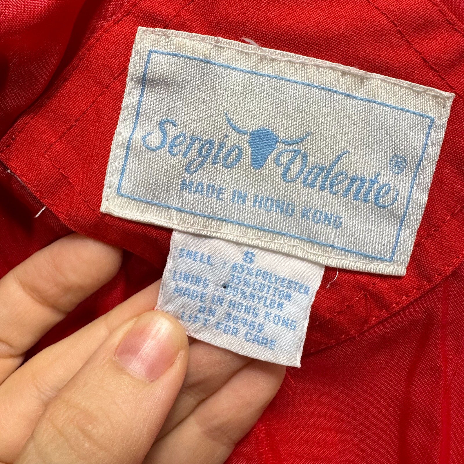 Sergio Valente Vintage 80s jacket Bomber Red Blue Zip Button Size Small Adult
