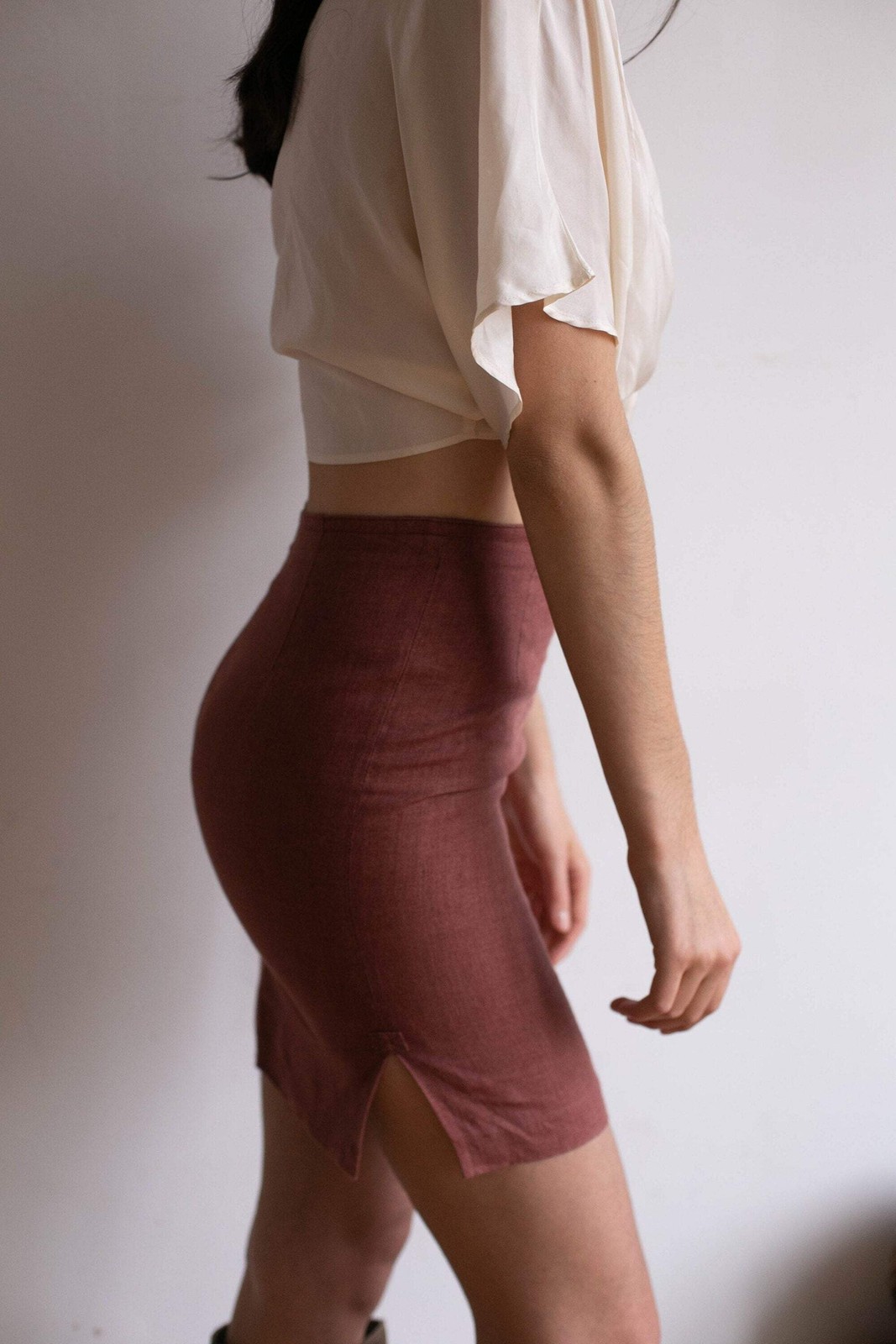Sexy pencil skirt, 90s mini skirt, Bordeaux short skirt / Tight skirt, summer sk