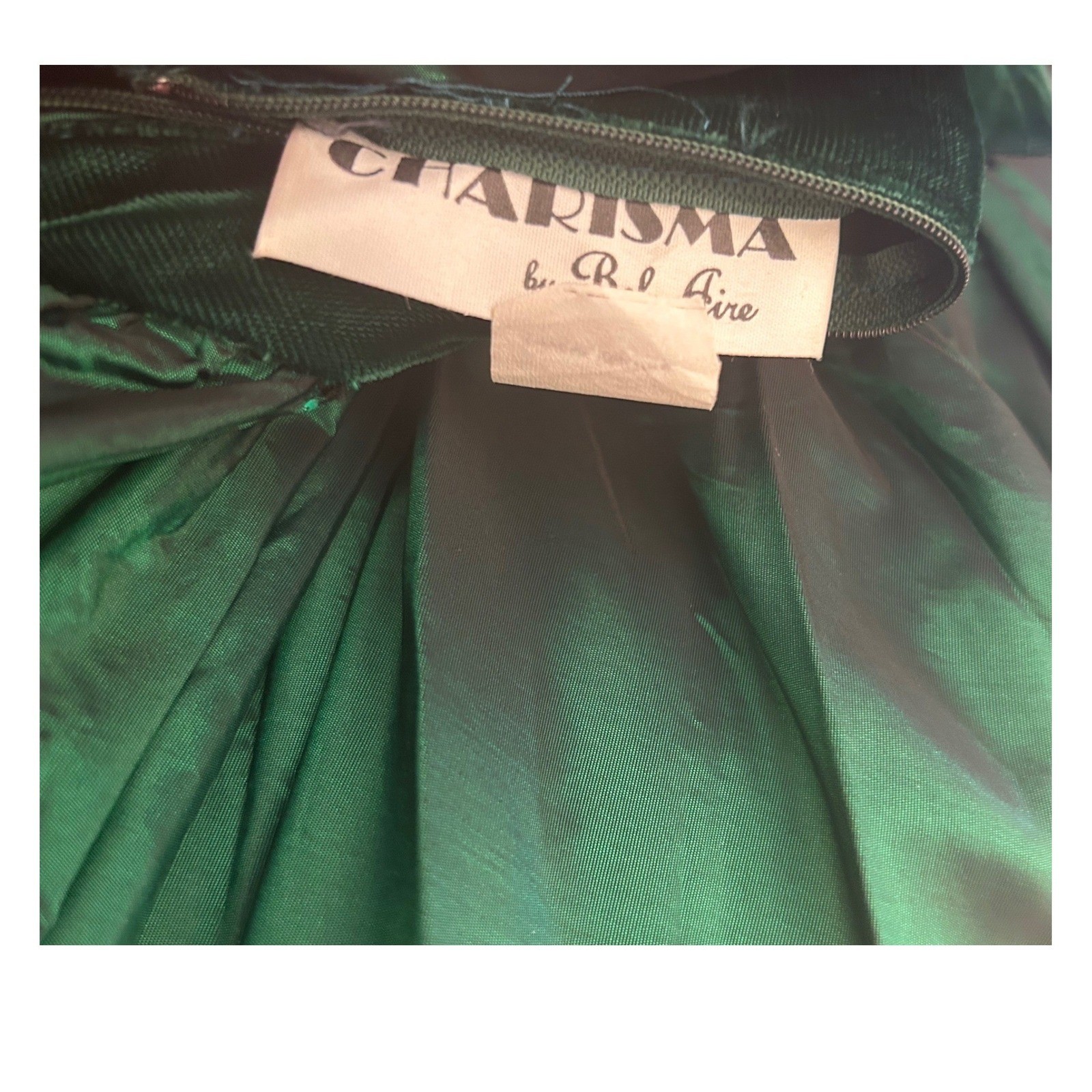 80s Charisma by R.L. Aire Dress Prom Party Velvet Taffeta Emerald Green Glamour