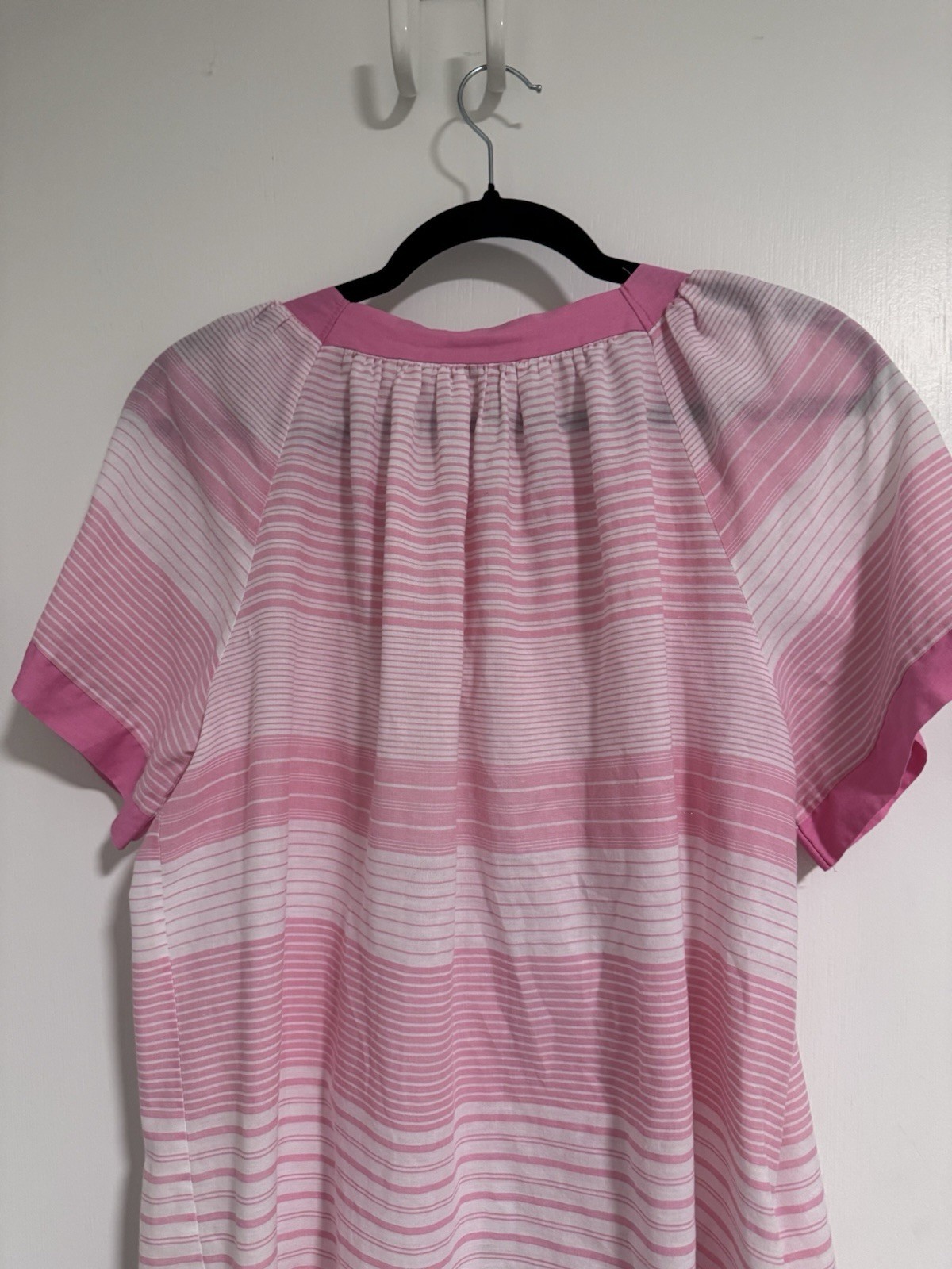 Vintage House Dress Pink White With Floral Detail Comfy Mumu Nap Dress 1980s VNT
