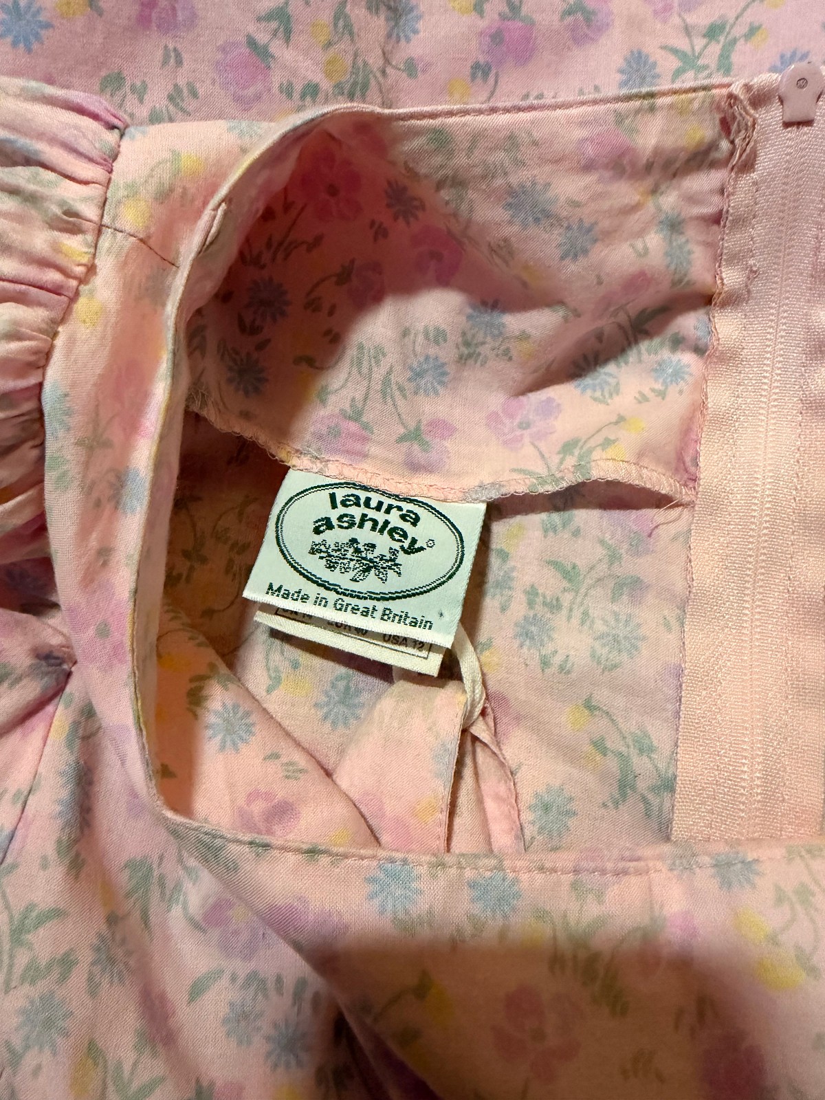 Vintage 80s Laura Ashley light pink floral dress US12