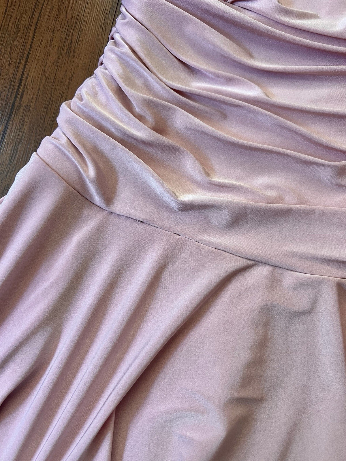 Vintage Y2K Tube Dress Large Pink Ruched Skort Shorts Flare Club Cyber Rave