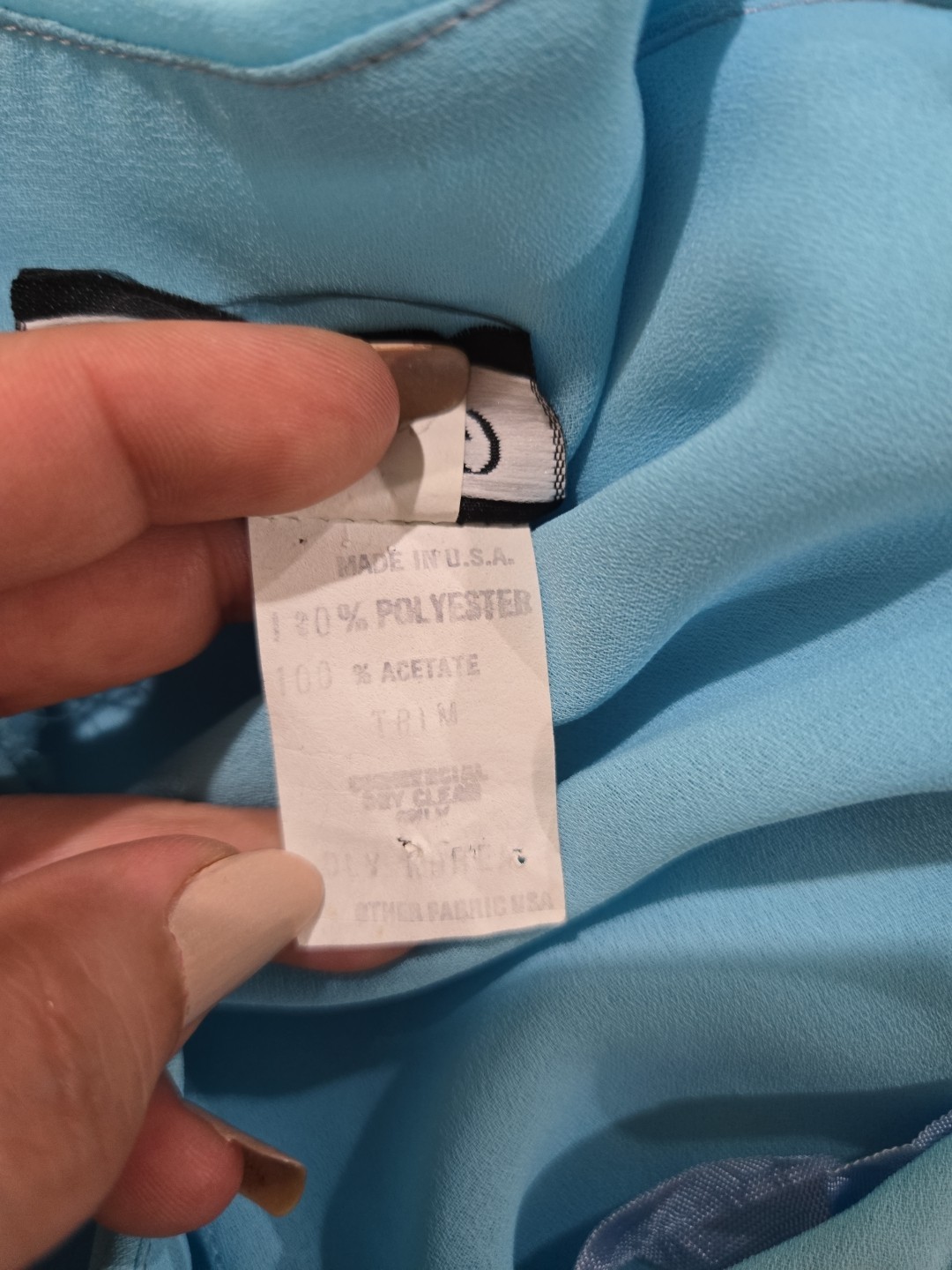 Vtg Mister Jay Semi Sheer Back & Front Blouson Floral Formal Dress Size 8 Blue