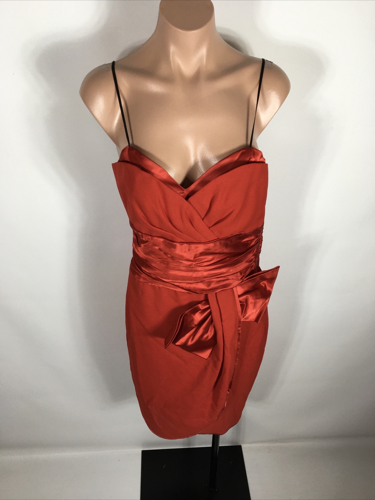 Vtg 80s Womens Prom Dress Formal Red Wrap Sweetheart Satin Darcy Sexy Union Made
