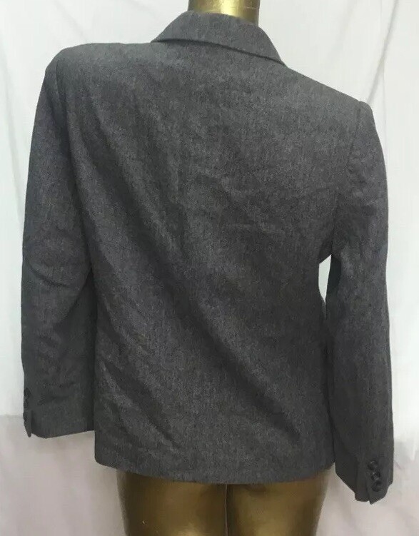 Vintage Saville Blazer Size 10 Jacket Pockets Grey Shoulder Pads Wool blend