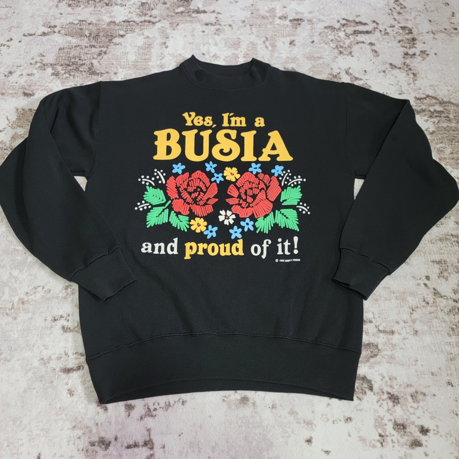 VTG 90s Busia Sweatshirt Polish Grandmother 1995 Abbey Press Made in USA L EUC
