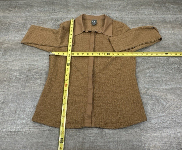Worthington Womens Brown Long Sleeve Button Up Blouse Shirt Top Size Large L