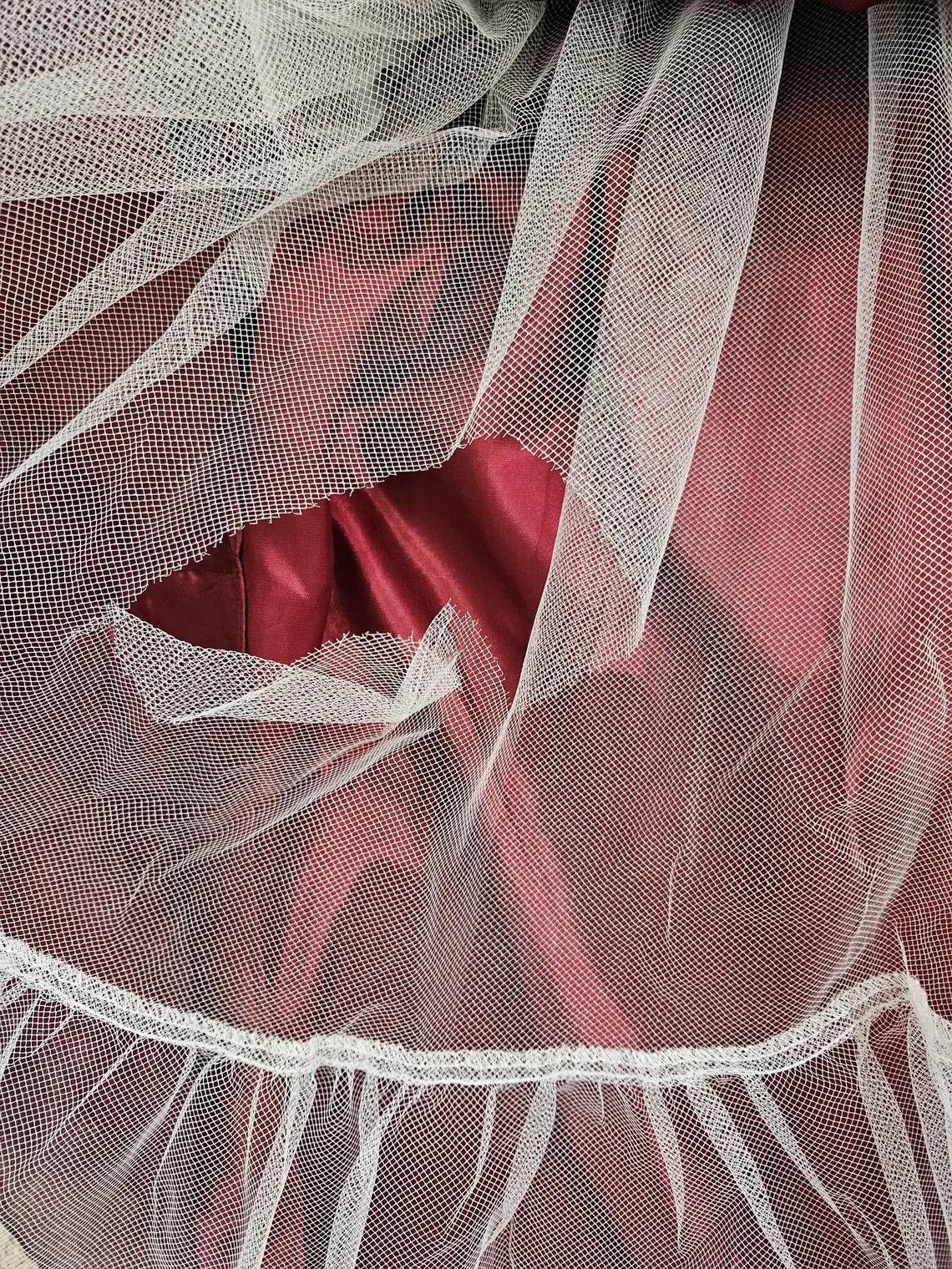 1990s Kiki Basque Waist Corset Top Burgundy Chiffon Wimsigoth Prom Dress Med