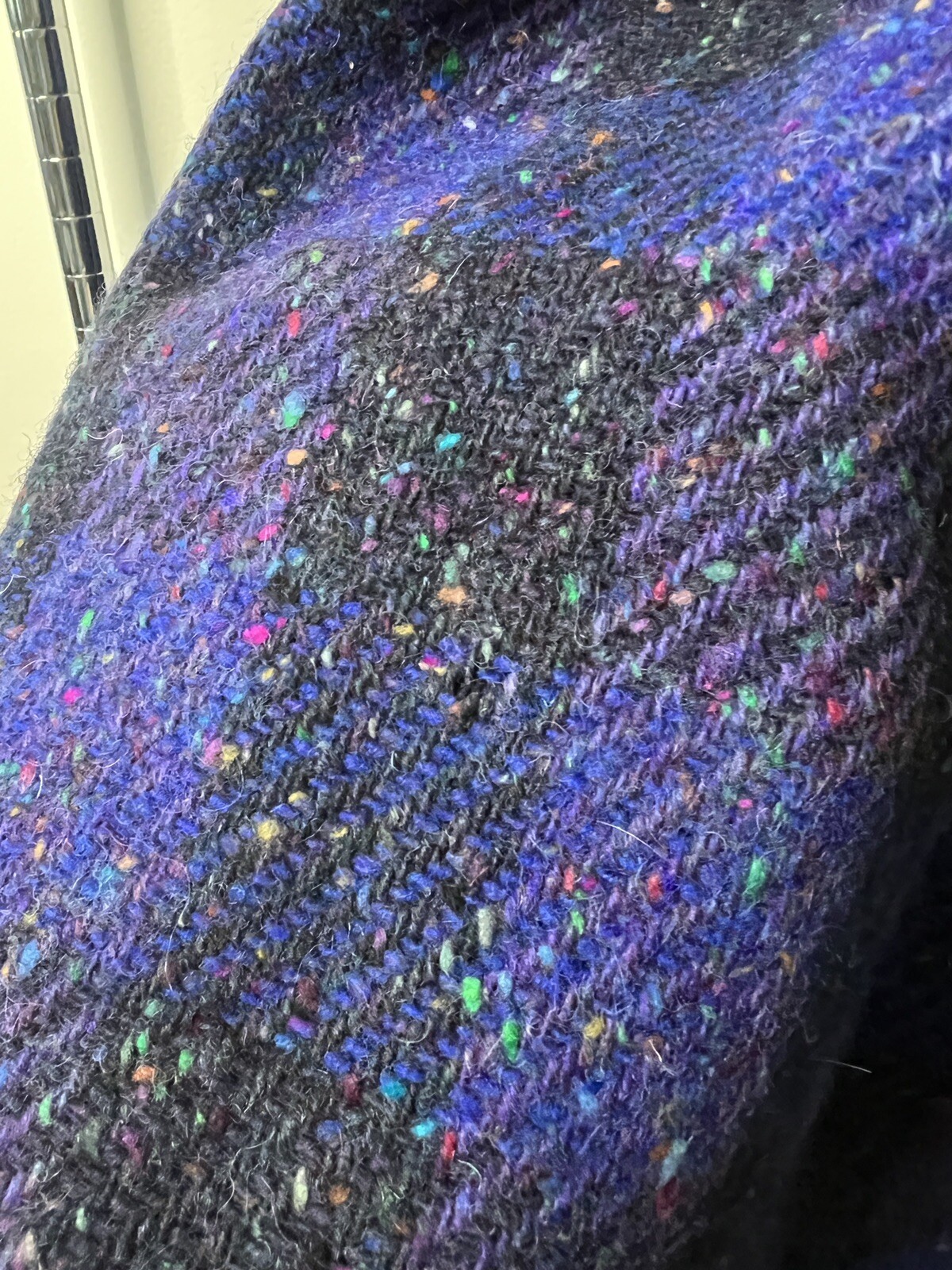 Vintage Jimmy Hourihan Sz 8 Purple Plaid Long Coat Wool Speckle Tweed Ireland