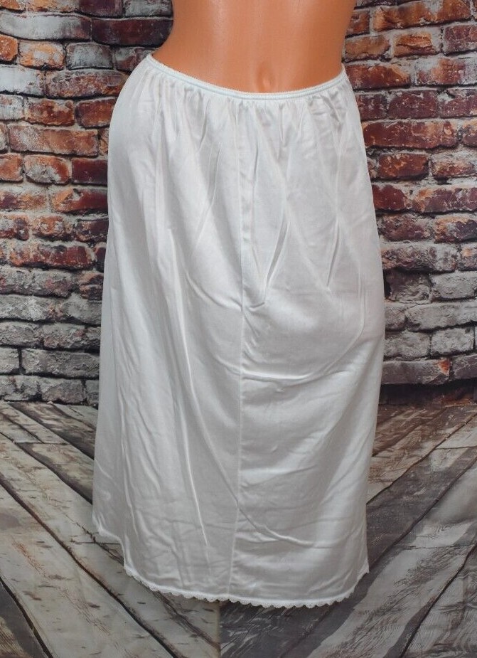 Vtg Sears Large Half Slip Nylon White Lace Sissy 29 Inches