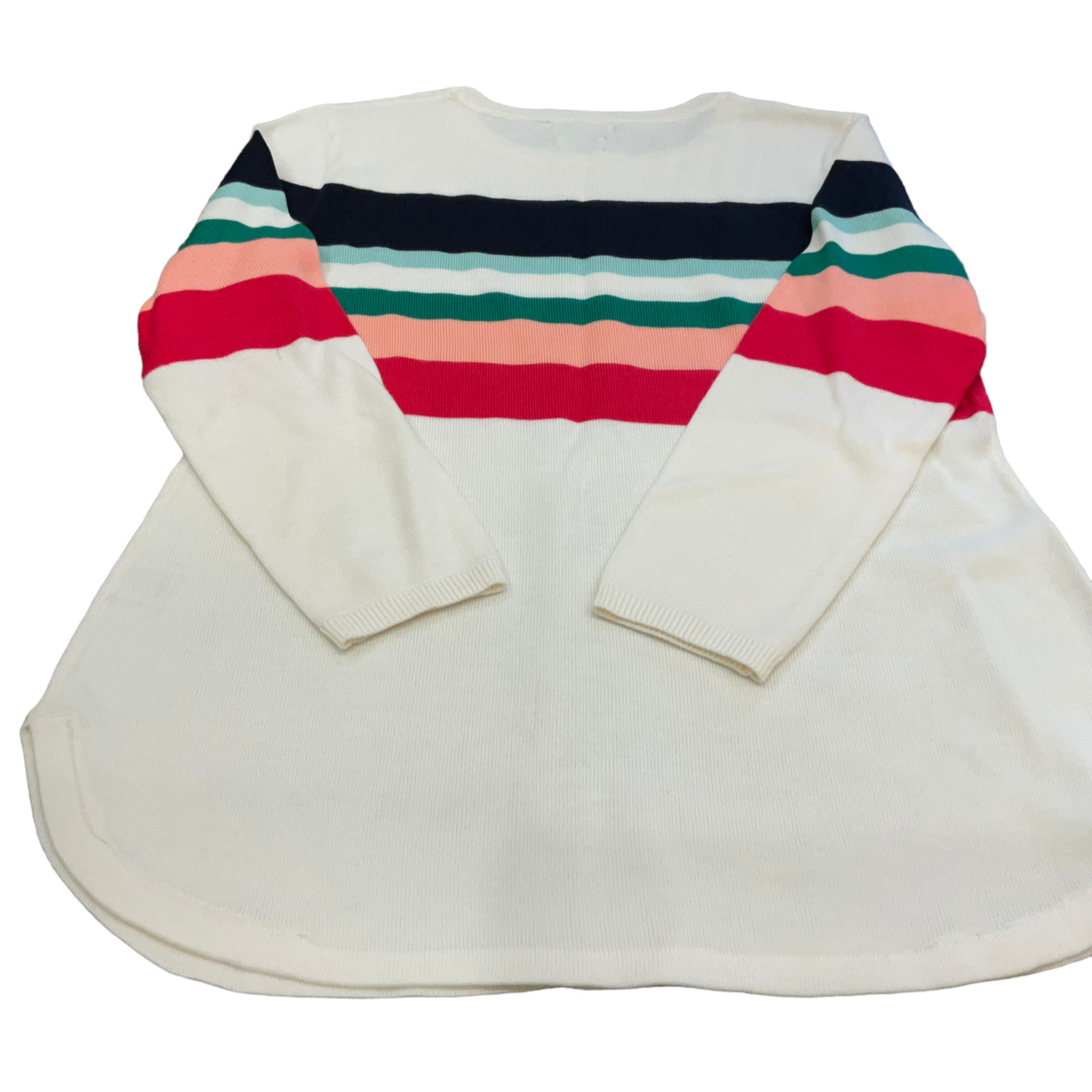 New VAN HEUSEN Cream white Multi-Color Stripe Acrylic Sweater Women’s Sz M y2k