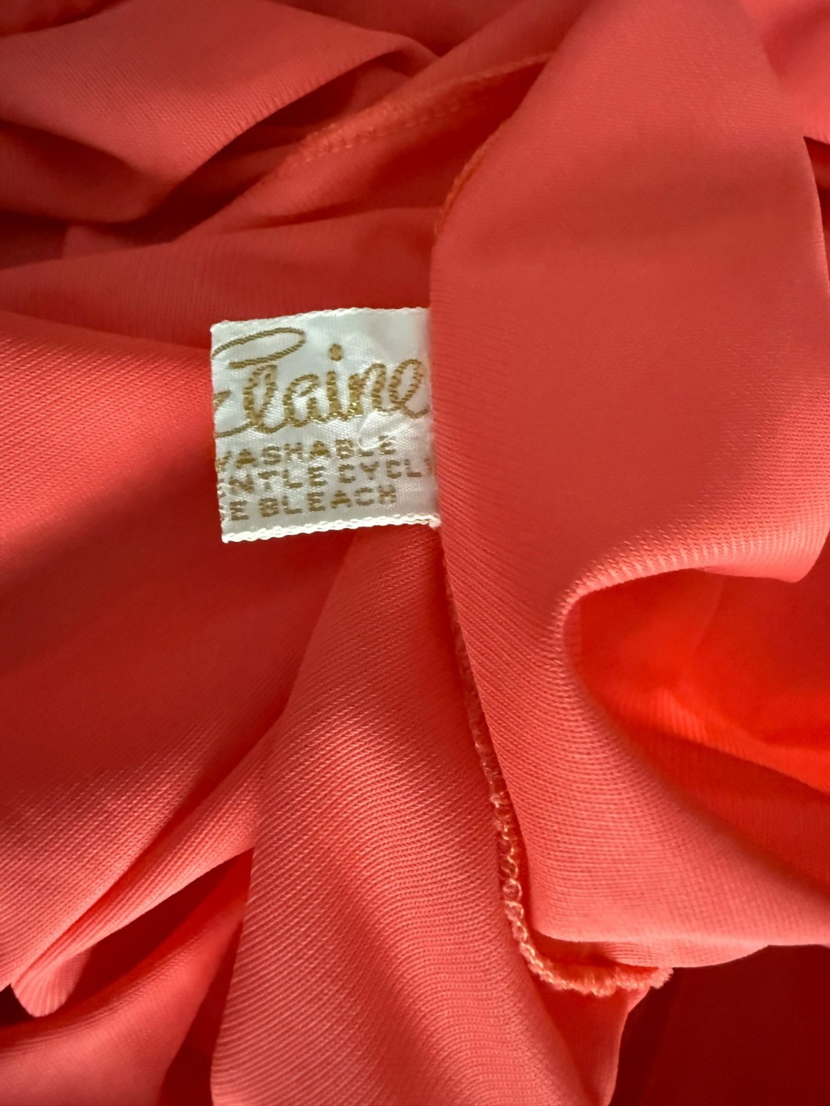 VTG L/XL Miss Elaine Coral Db Sheer Chiffon Peignoir Robe Nightgown Set Bell Slv