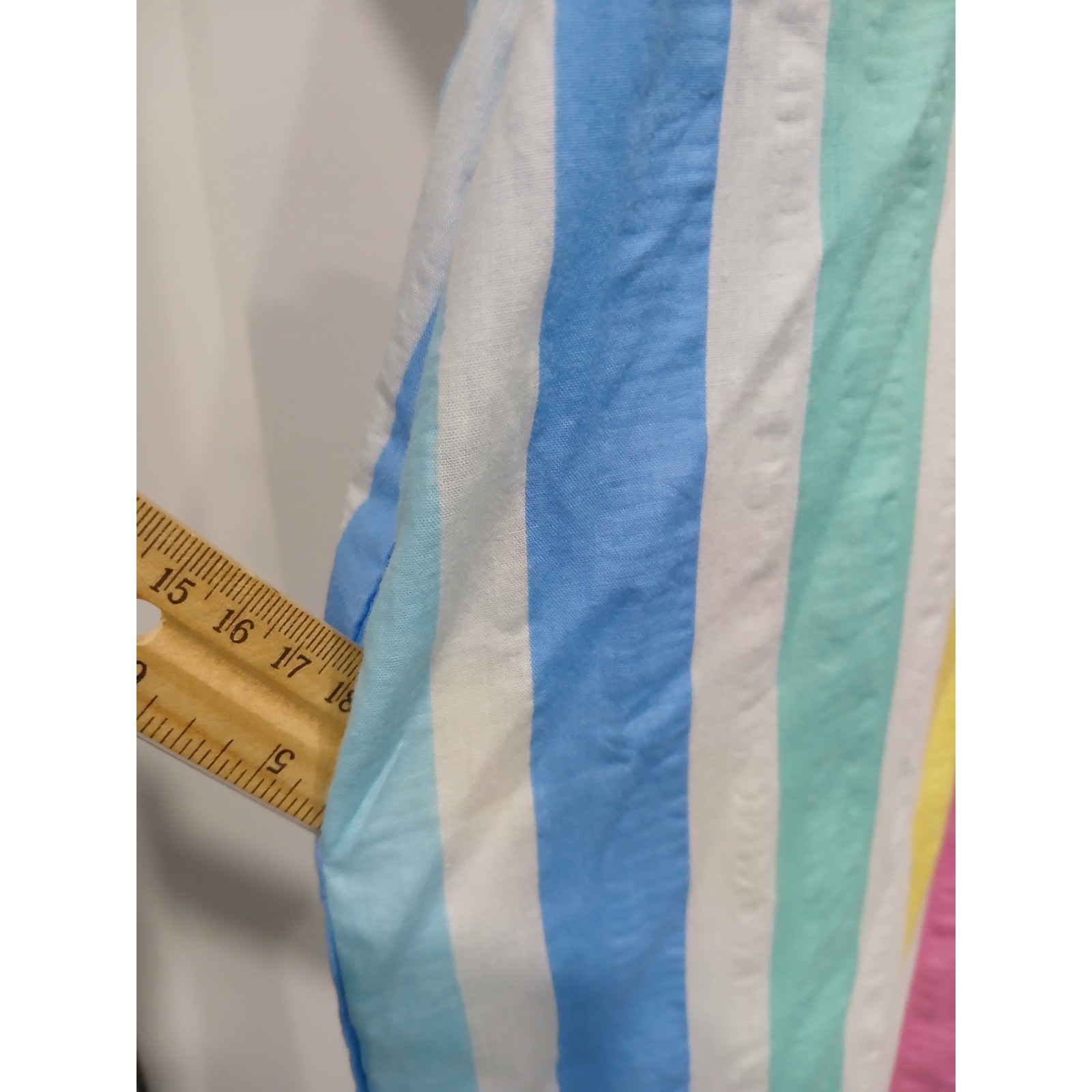 Vintage 80s Styled by Saybury Rainbow Pastel Stripe House Dress Muumuu M