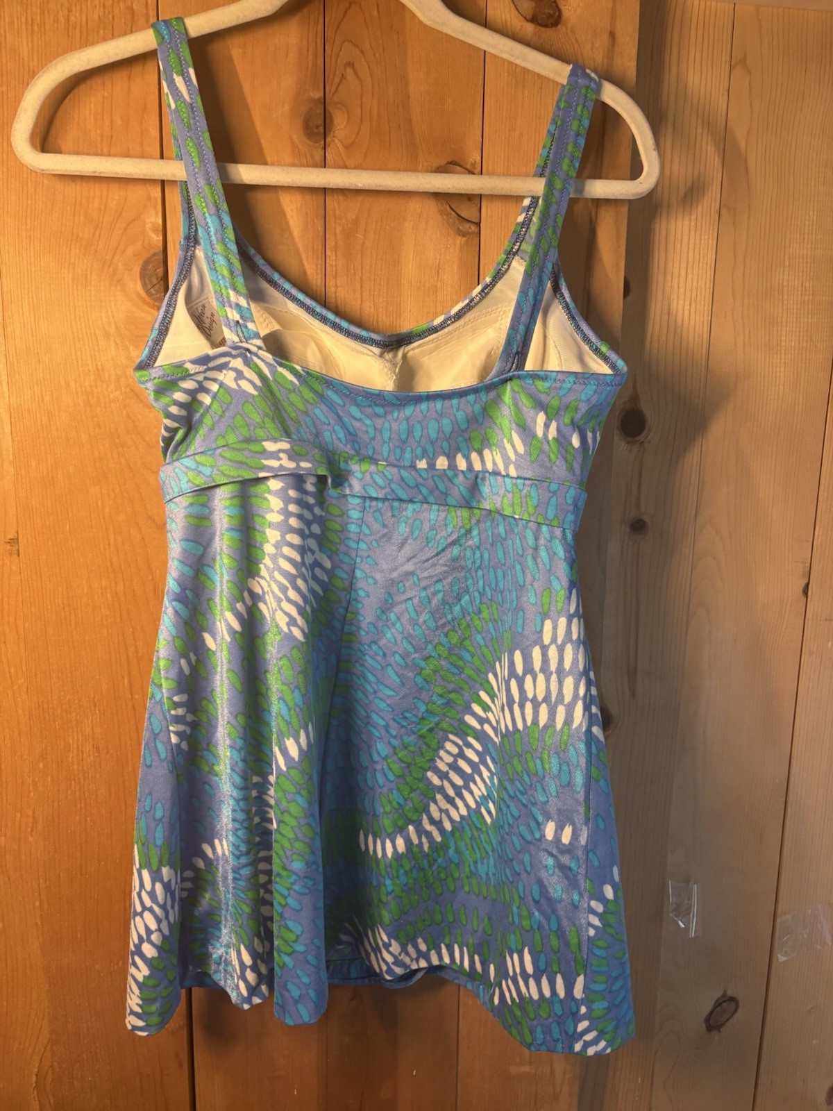 VTG 60s DeWeese Design Mini Swimdress Blue Floral Built In Bra Bust 36” Read