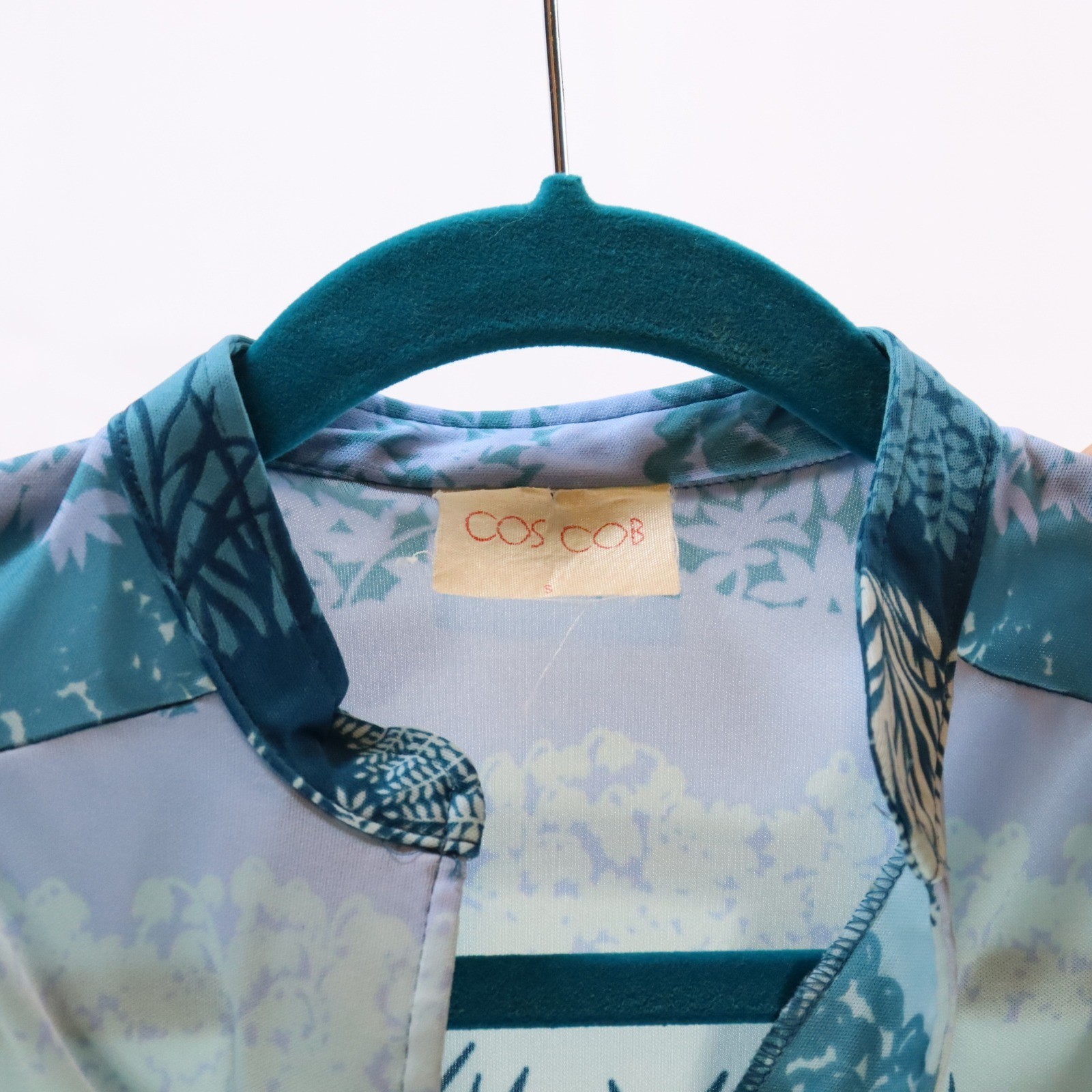 Cos Cob Blouse S Blue Womens Floral Tie Waist Vintage Tunic