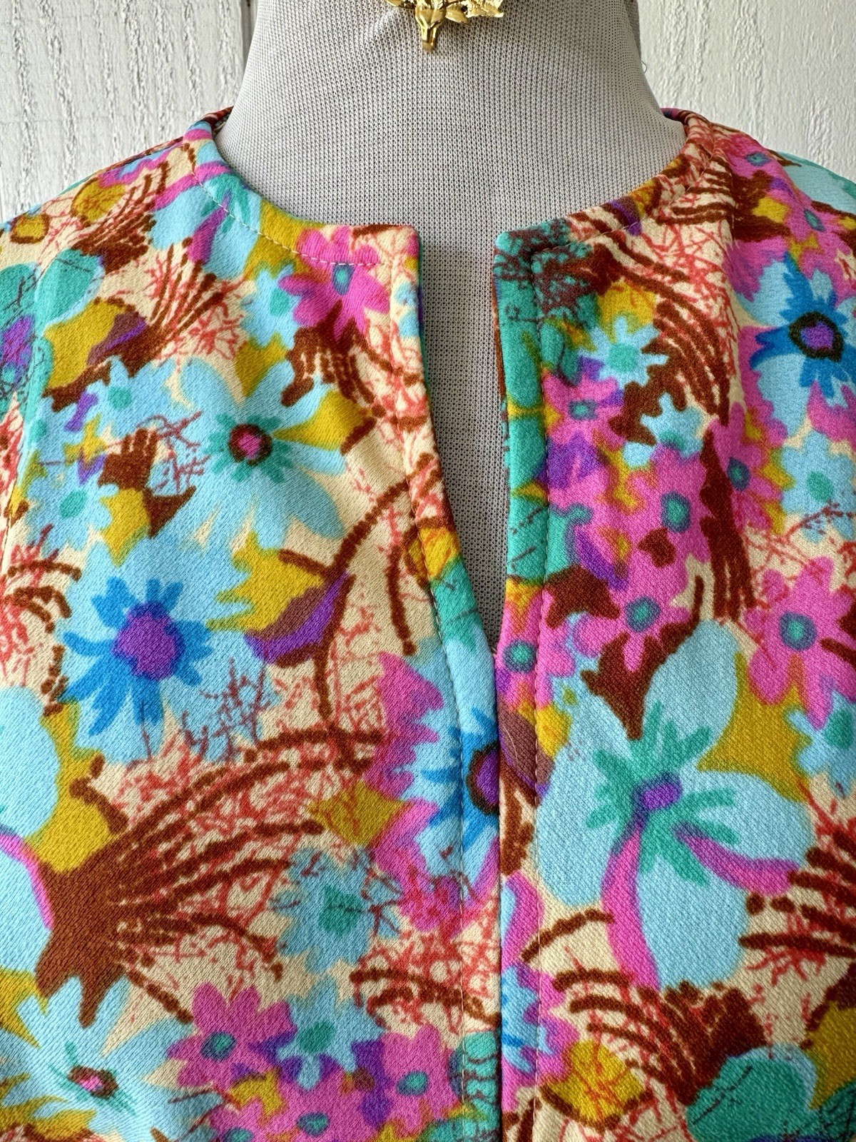 Vtg 1970s It’s Better Hawaiian Floral Maxi Dress Sz M/L Flower Power MoD Tiki